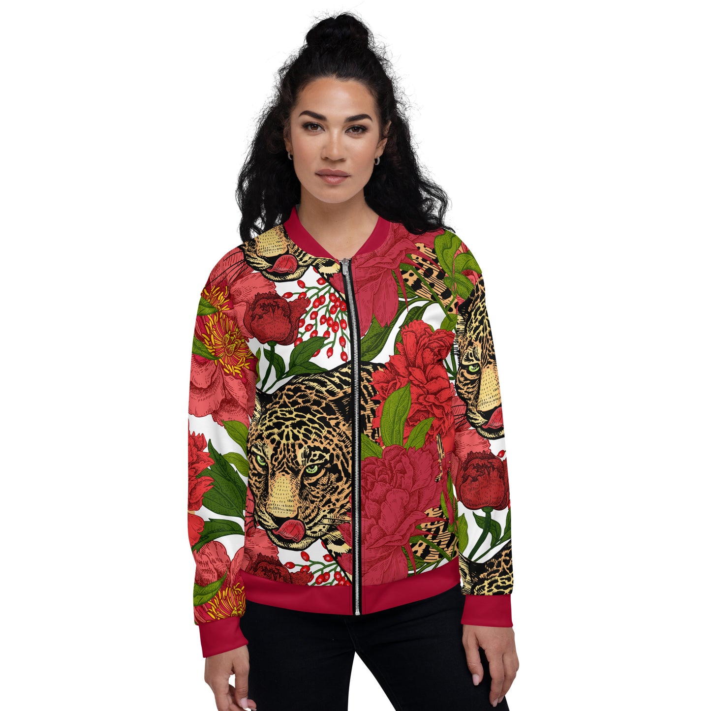 Leopard & Oversized Floral All-Over Print Unisex Bomber Jacket