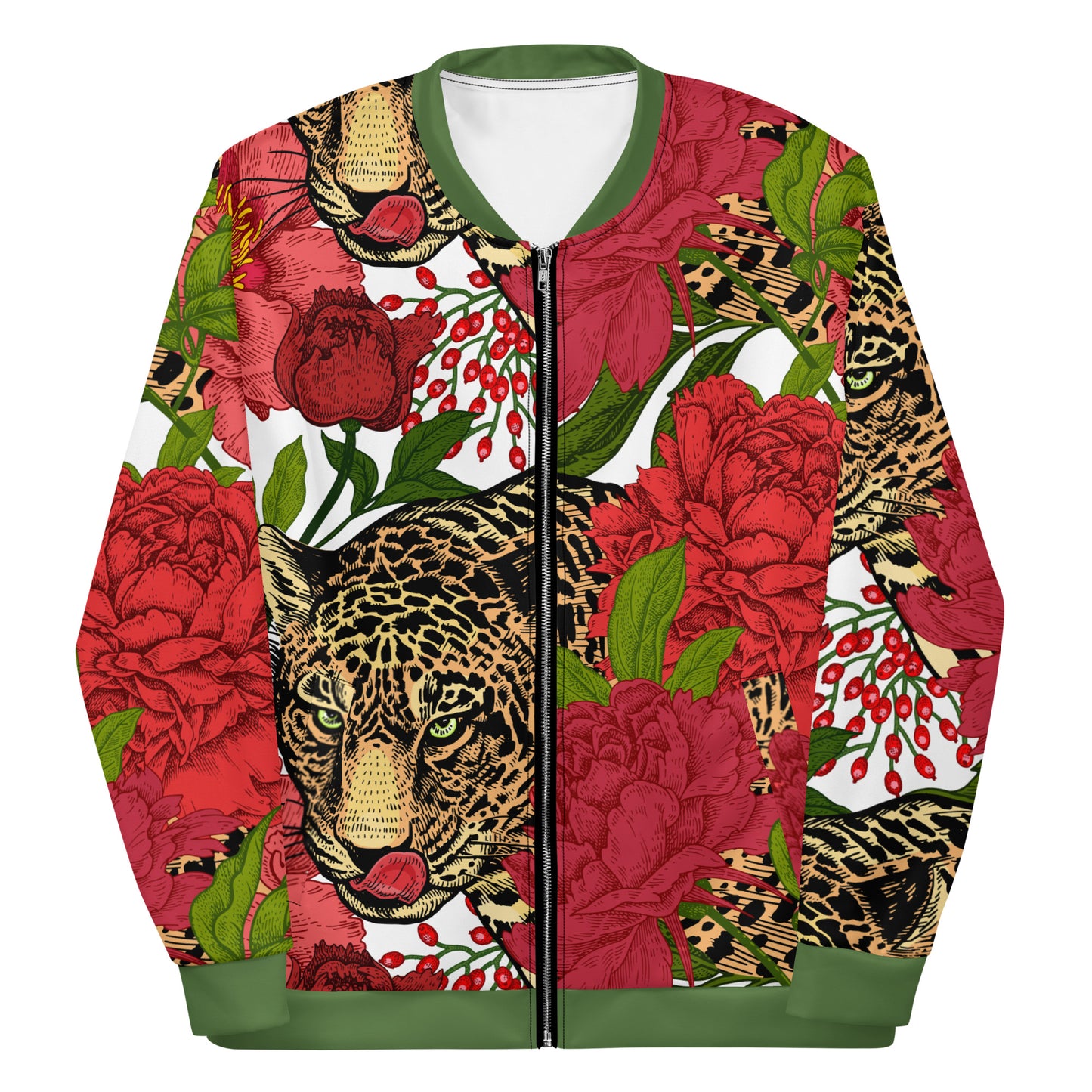 Leopard & Oversized Floral All-Over Print Unisex Bomber Jacket