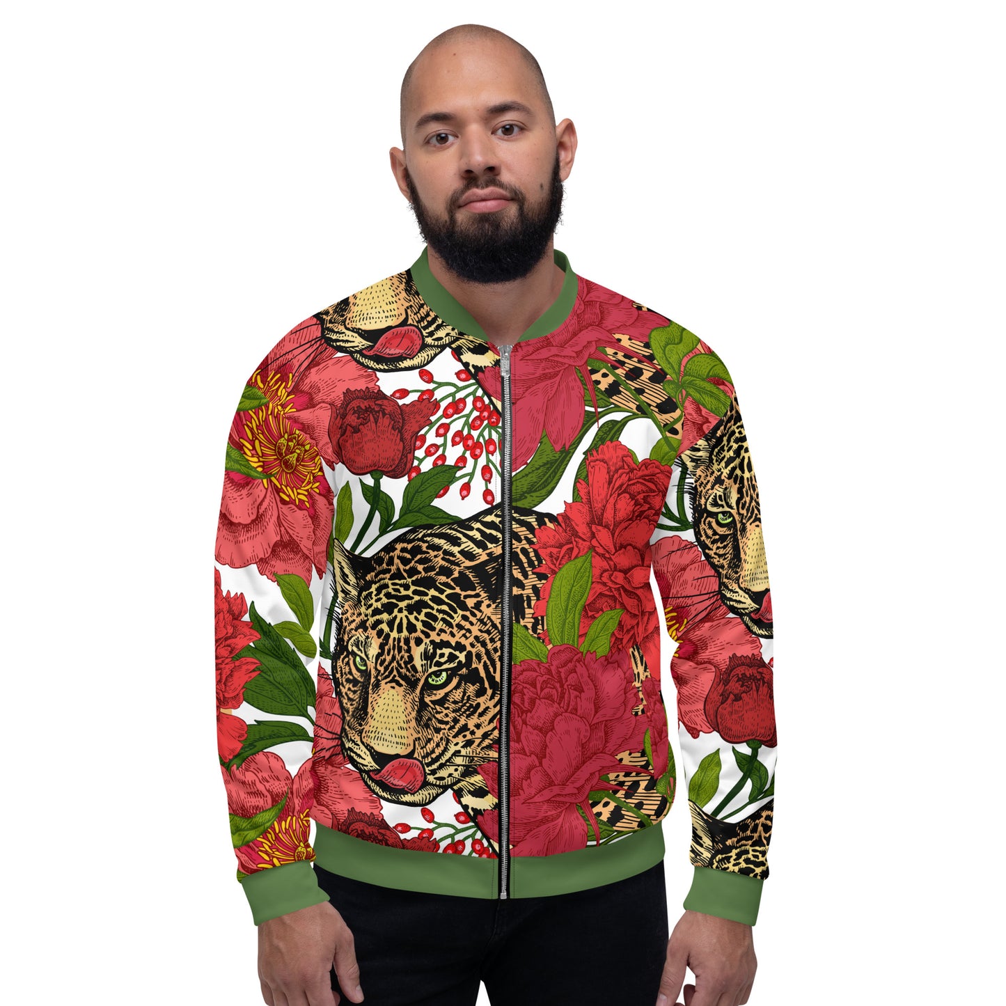 Leopard & Oversized Floral All-Over Print Unisex Bomber Jacket