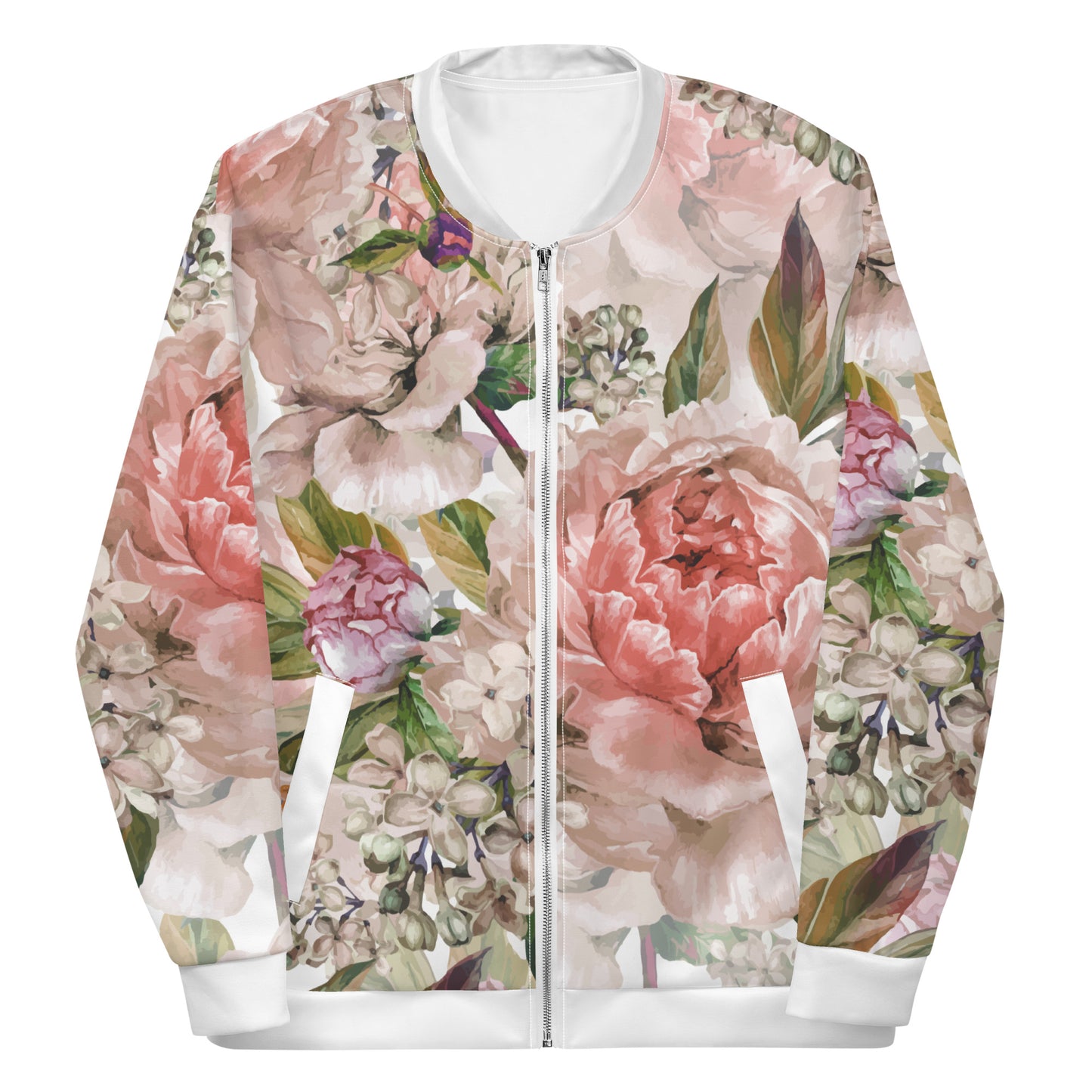 Floral Jacket Oversized Floral All-Over Print Unisex Bomber Jacket