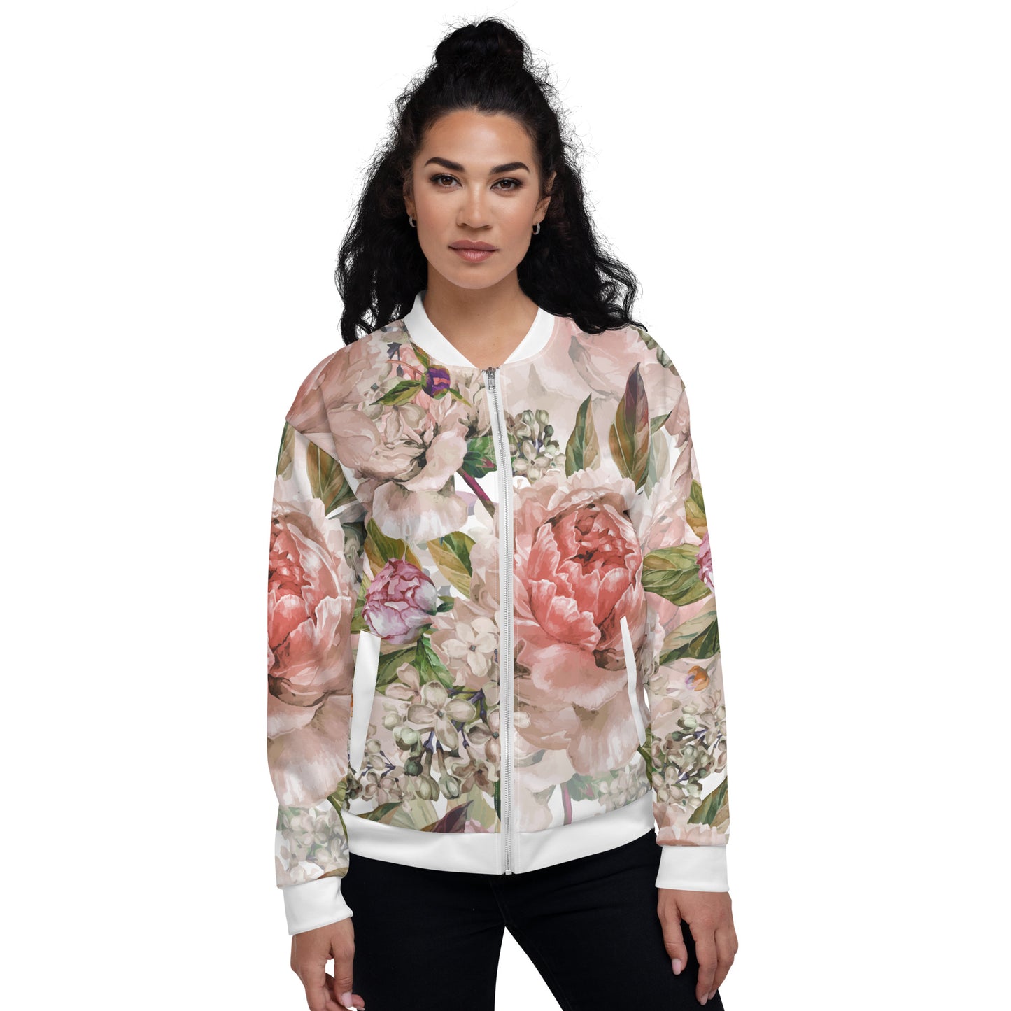 Floral Jacket Oversized Floral All-Over Print Unisex Bomber Jacket