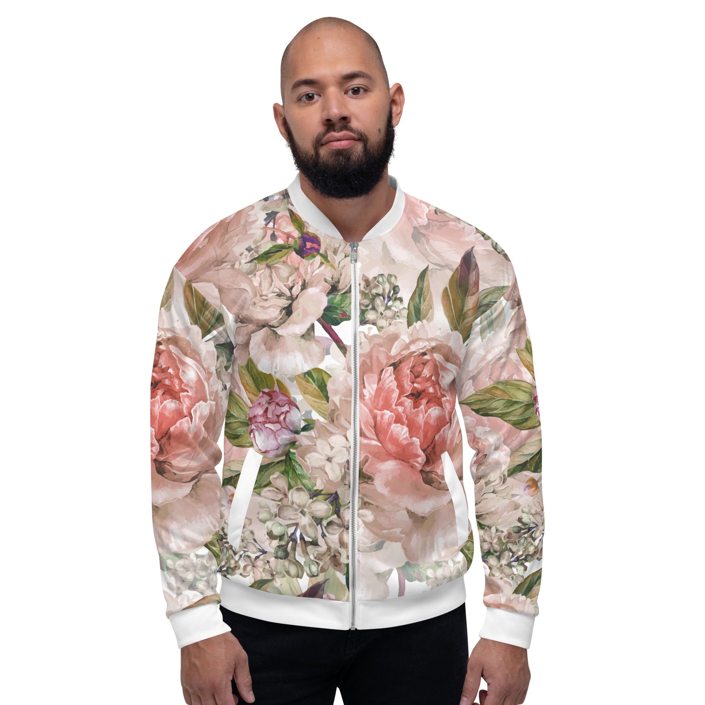 Floral Jacket Oversized Floral All-Over Print Unisex Bomber Jacket