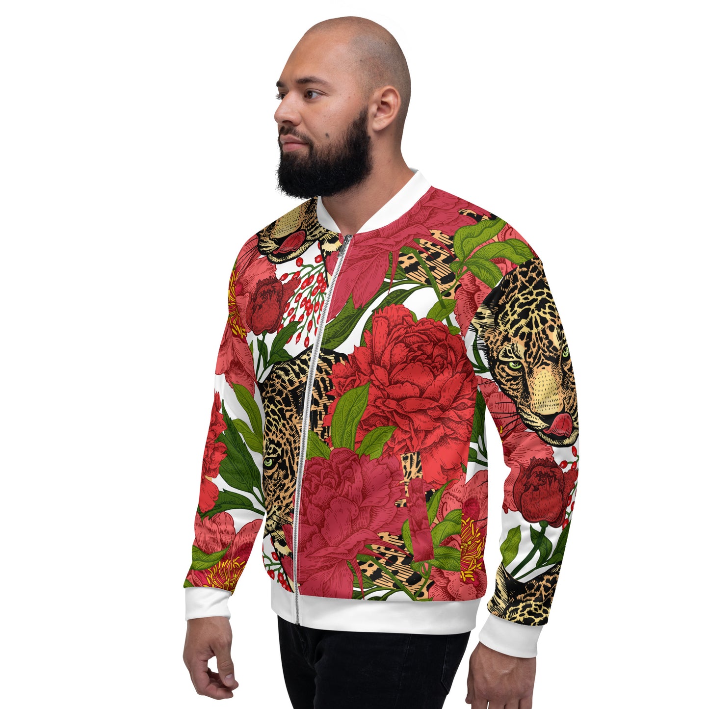 Leopard & Oversized Floral All-Over Print Unisex Bomber Jacket