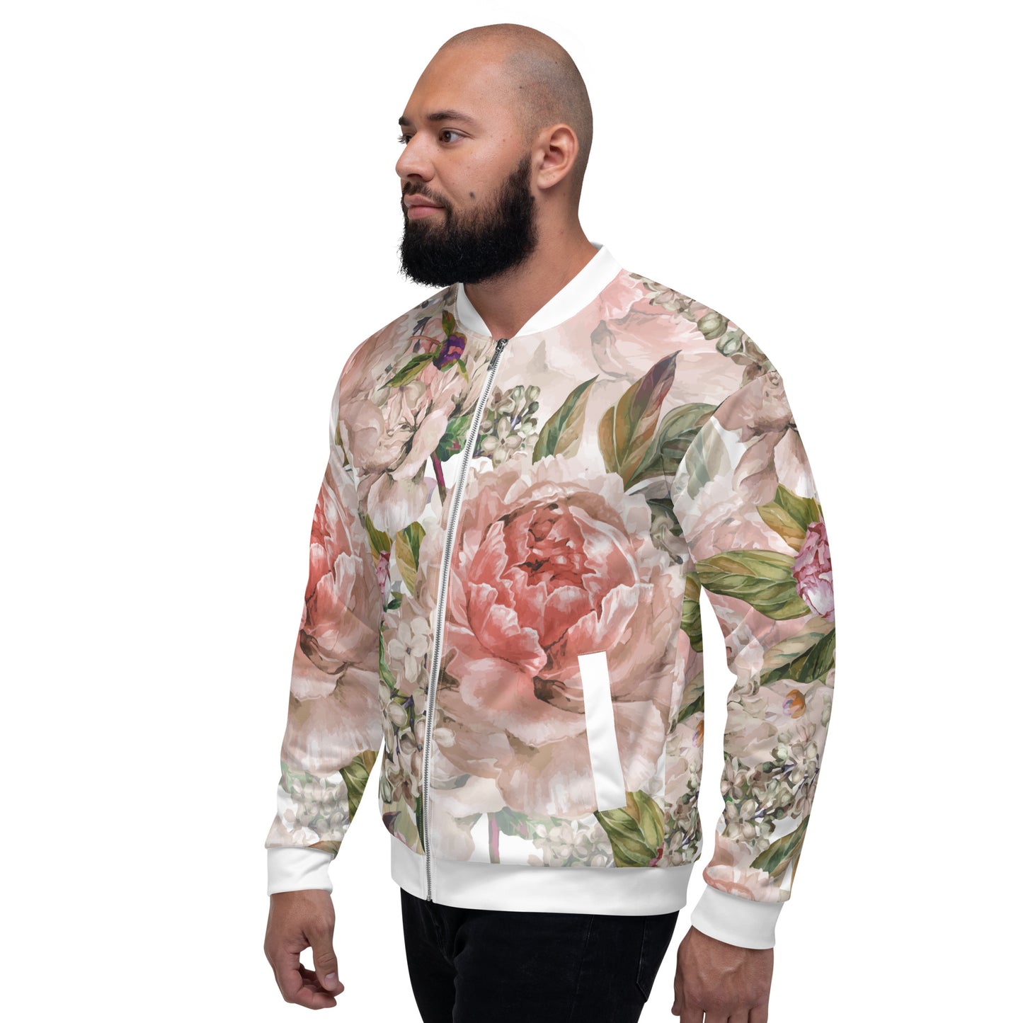 Floral Jacket Oversized Floral All-Over Print Unisex Bomber Jacket