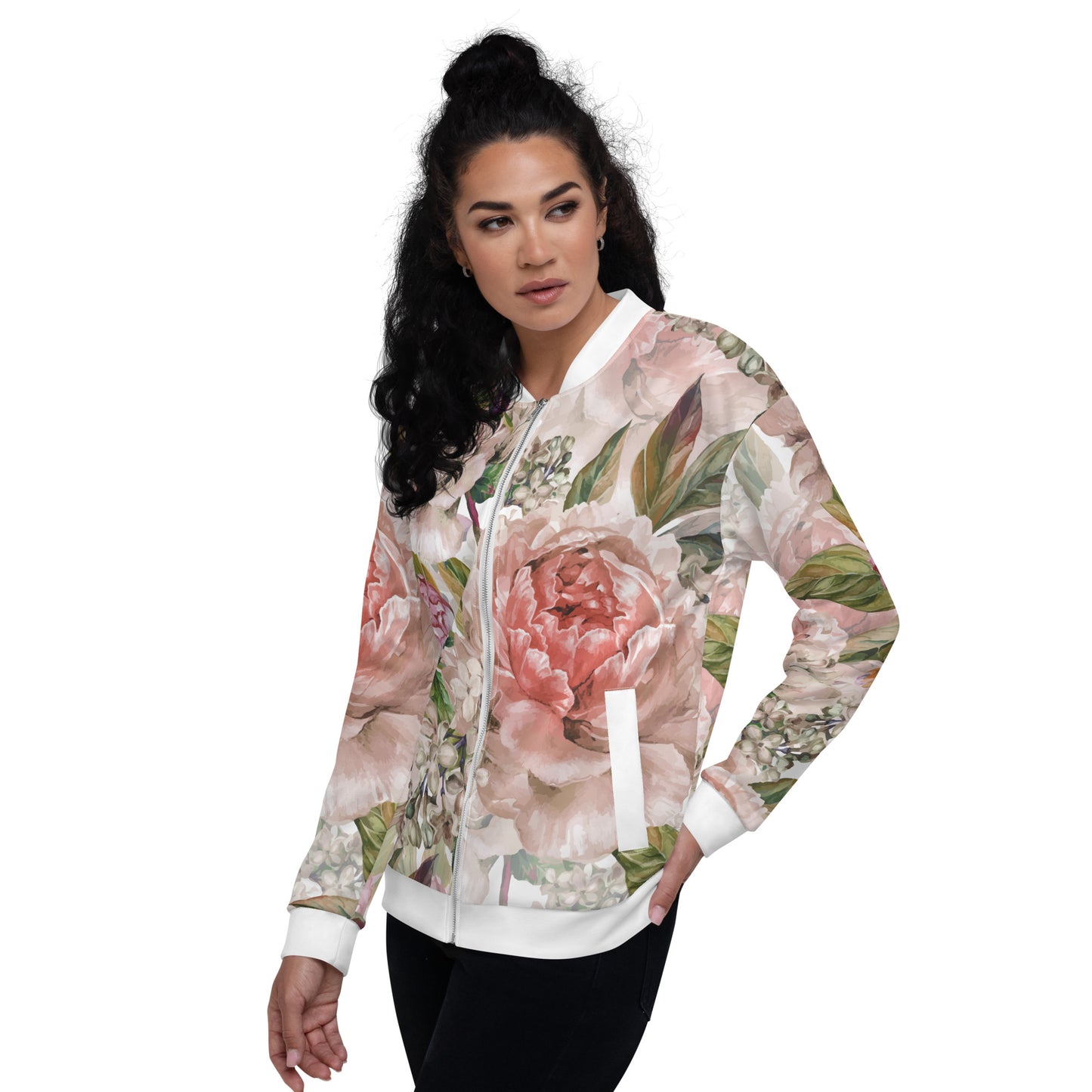 Floral Jacket Oversized Floral All-Over Print Unisex Bomber Jacket