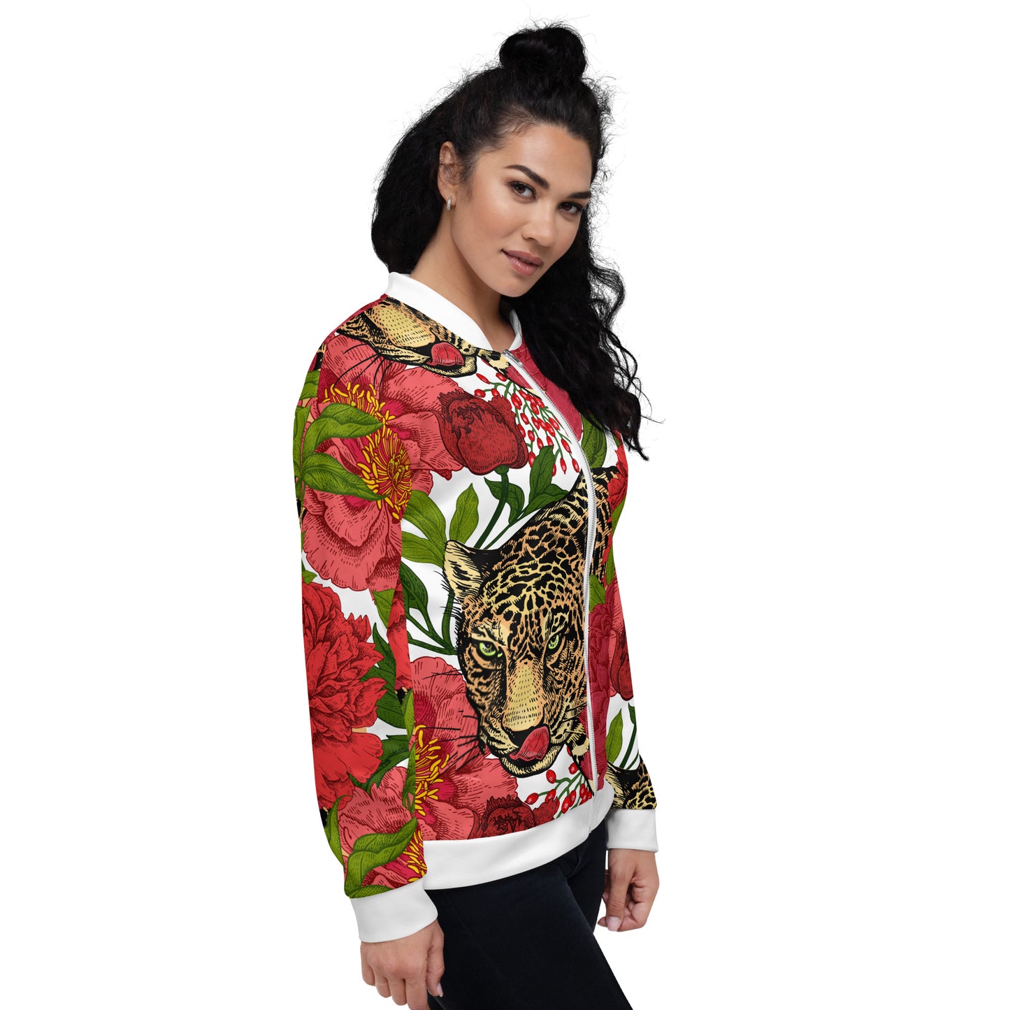 Leopard & Oversized Floral All-Over Print Unisex Bomber Jacket