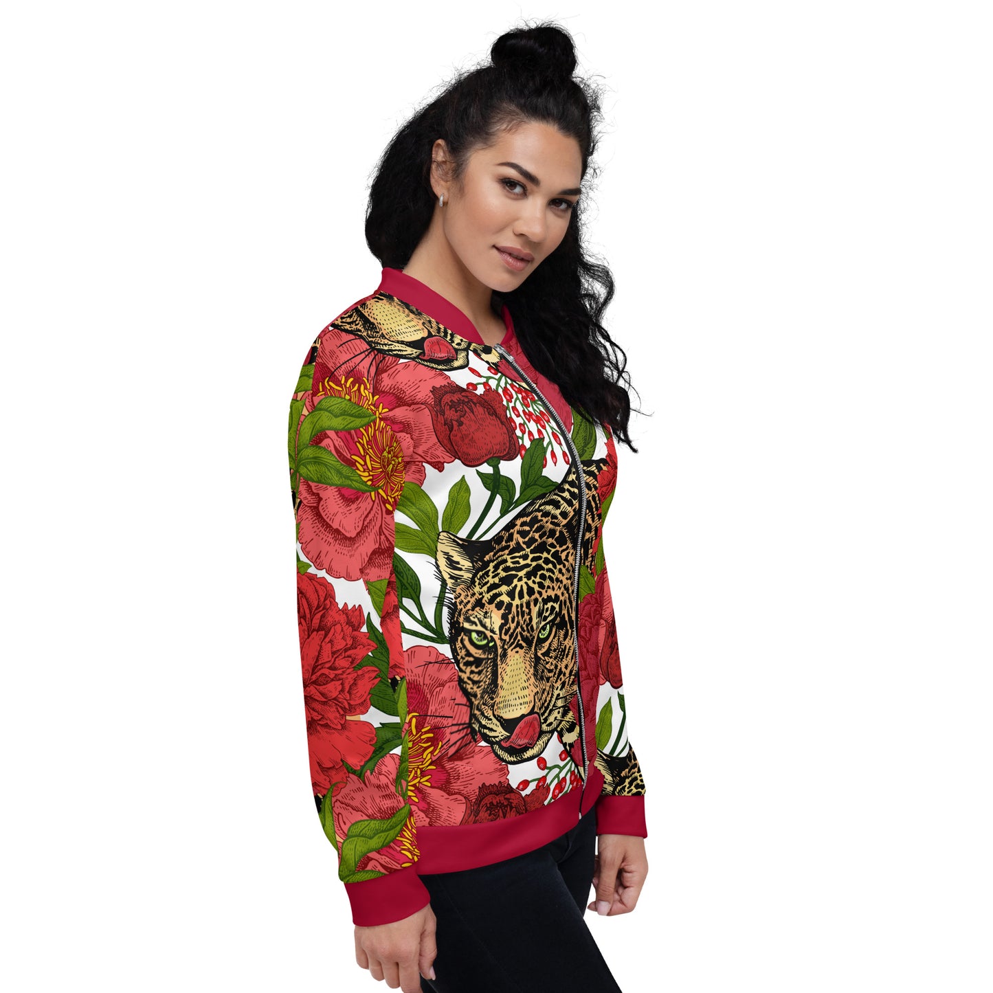 Leopard & Oversized Floral All-Over Print Unisex Bomber Jacket