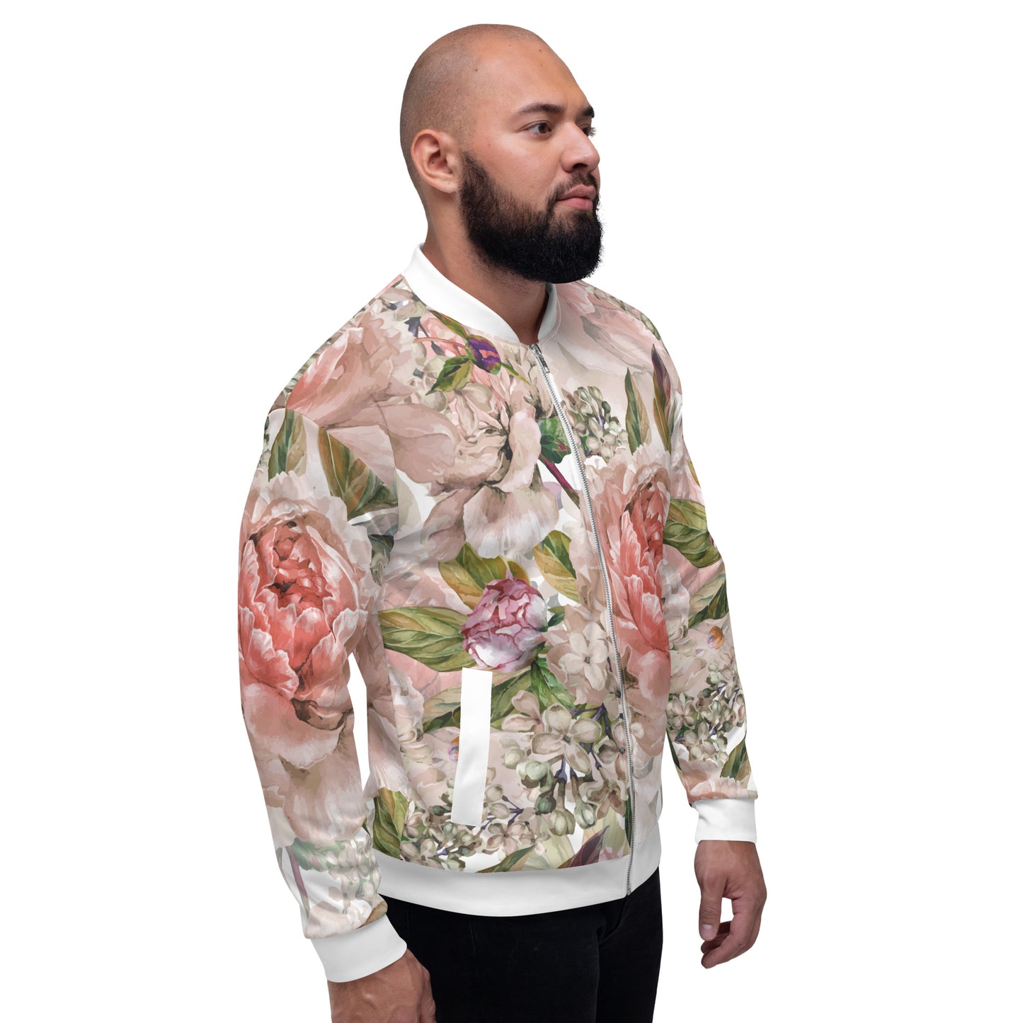 Floral Jacket Oversized Floral All-Over Print Unisex Bomber Jacket