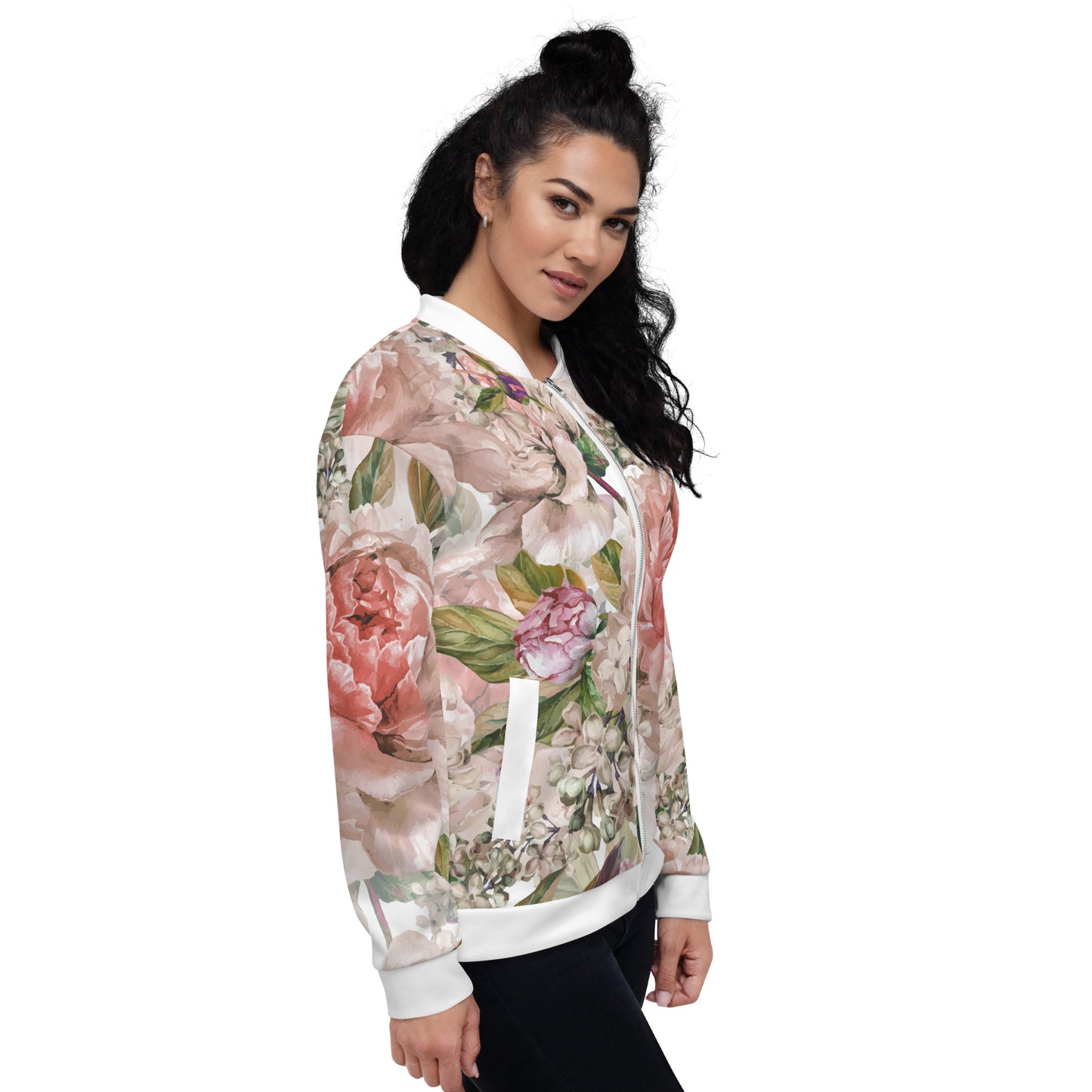 Floral Jacket Oversized Floral All-Over Print Unisex Bomber Jacket