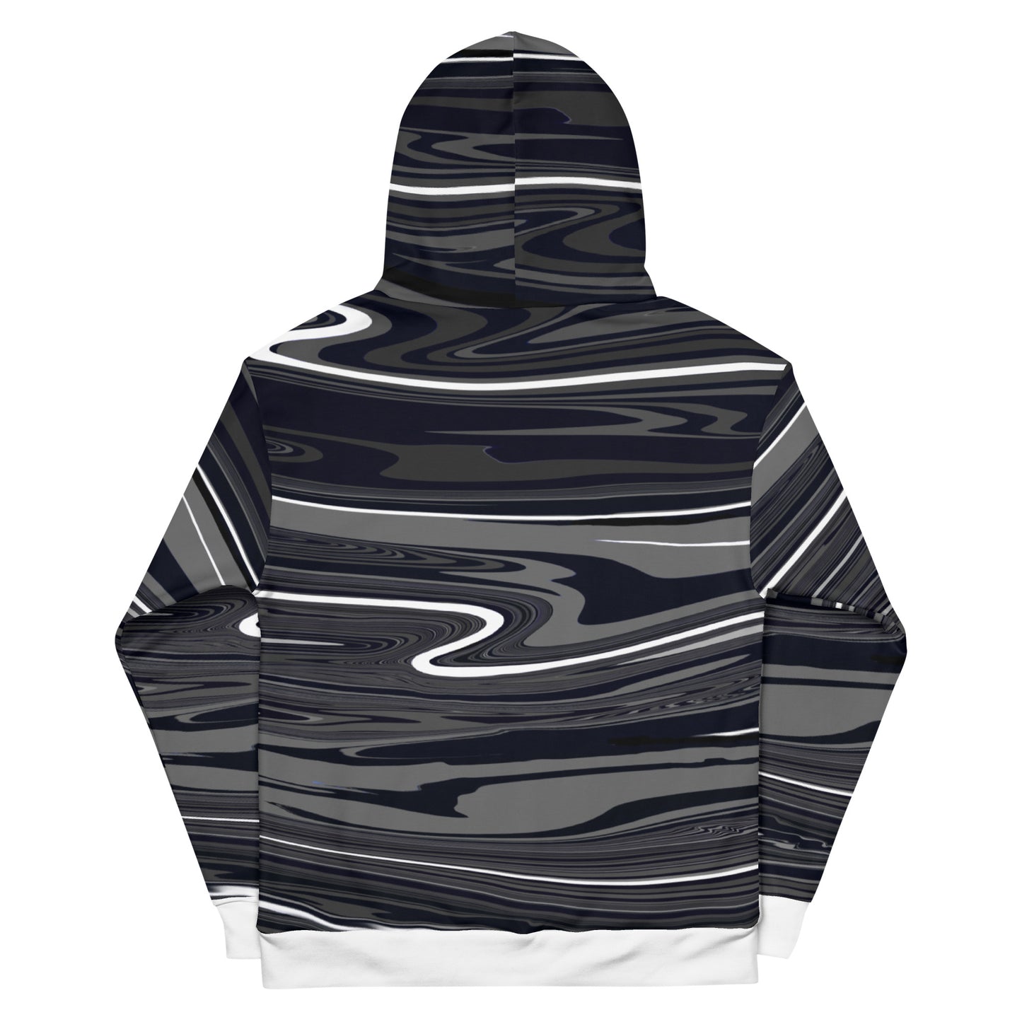 Grey Black Hoodie Monochromatic Abstract Striped All-Over Print Unisex Hoodie