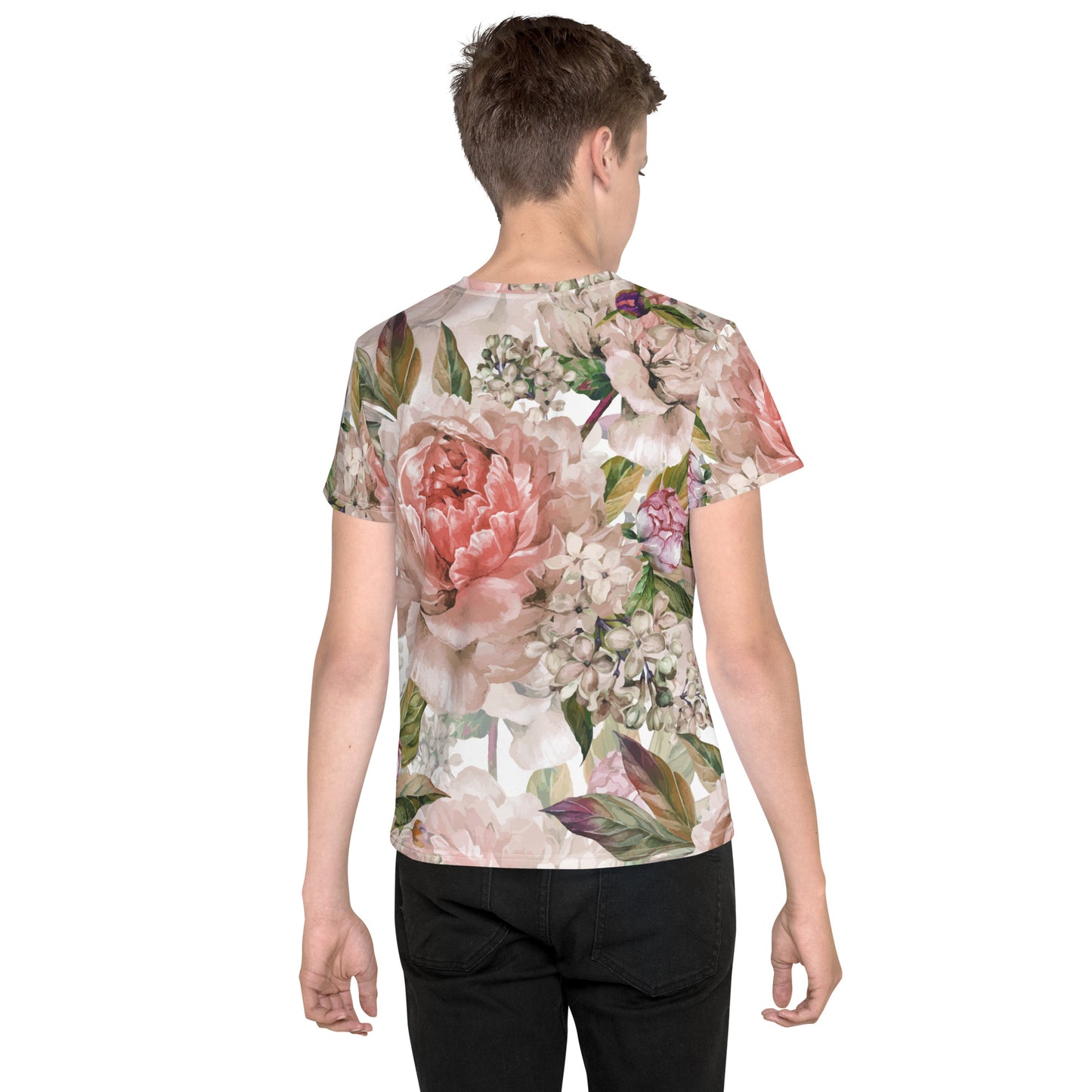 Floral Kid's T-Shirt All-Over Print Youth Crew-Neck T-Shirt