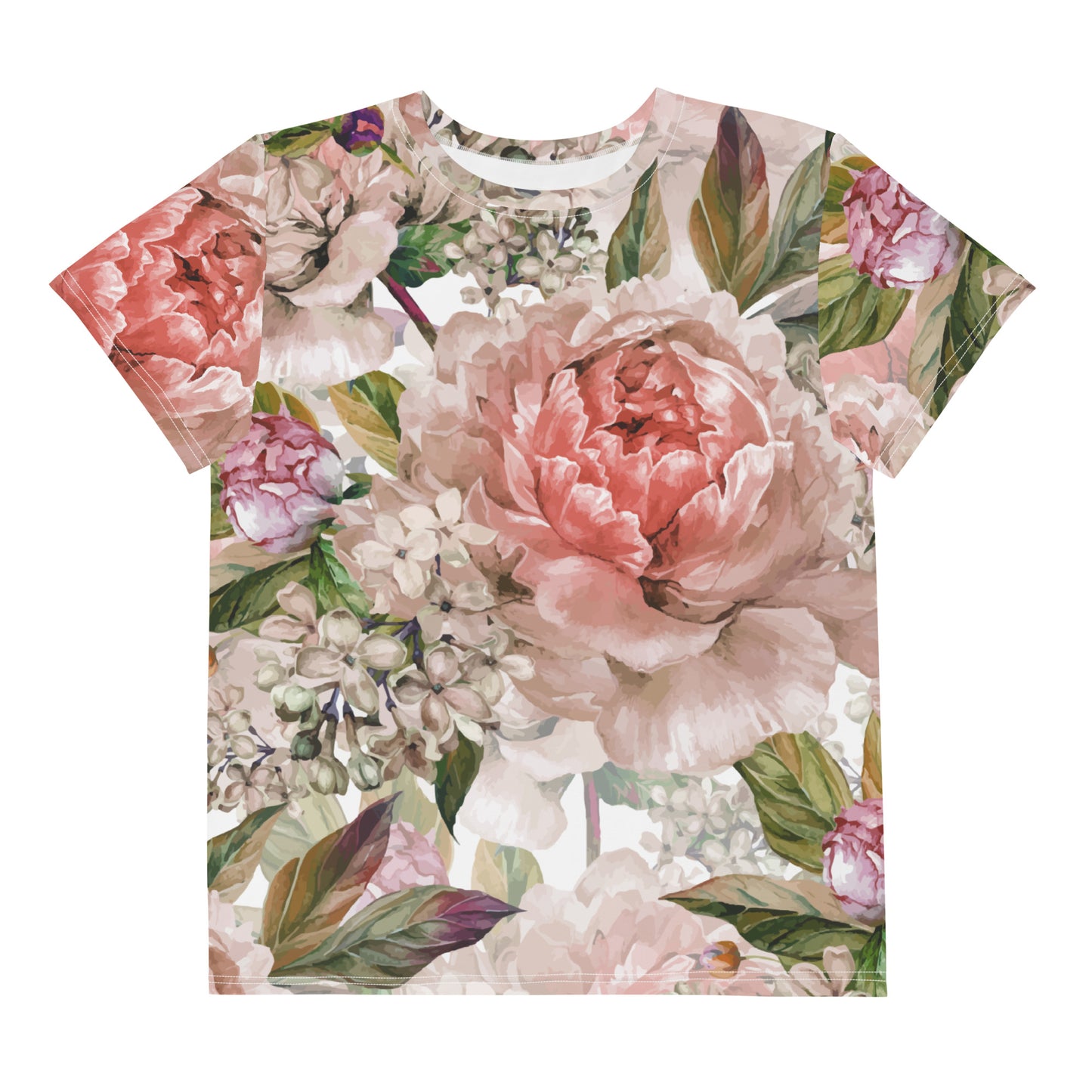 Floral Kid's T-Shirt All-Over Print Youth Crew-Neck T-Shirt