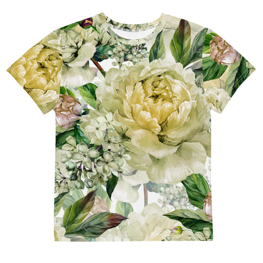 Floral Kid's T-Shirt All-Over Print Youth Crew-Neck T-Shirt