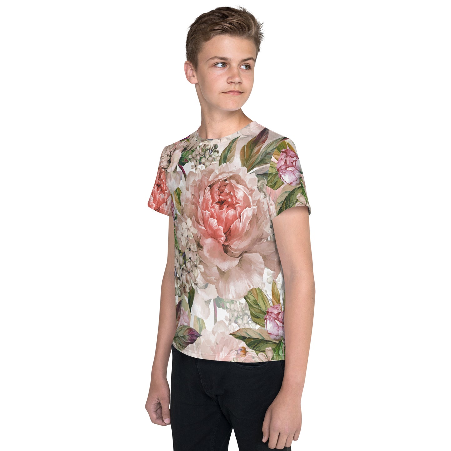 Floral Kid's T-Shirt All-Over Print Youth Crew-Neck T-Shirt