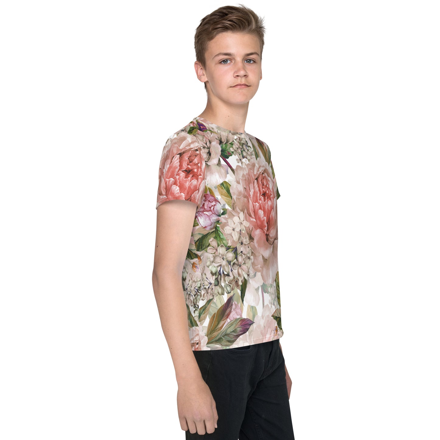 Floral Kid's T-Shirt All-Over Print Youth Crew-Neck T-Shirt