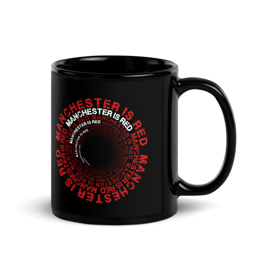 Manchester Is Red Mug United Football Cup Funny Utd Slogan Glossy Black Mug