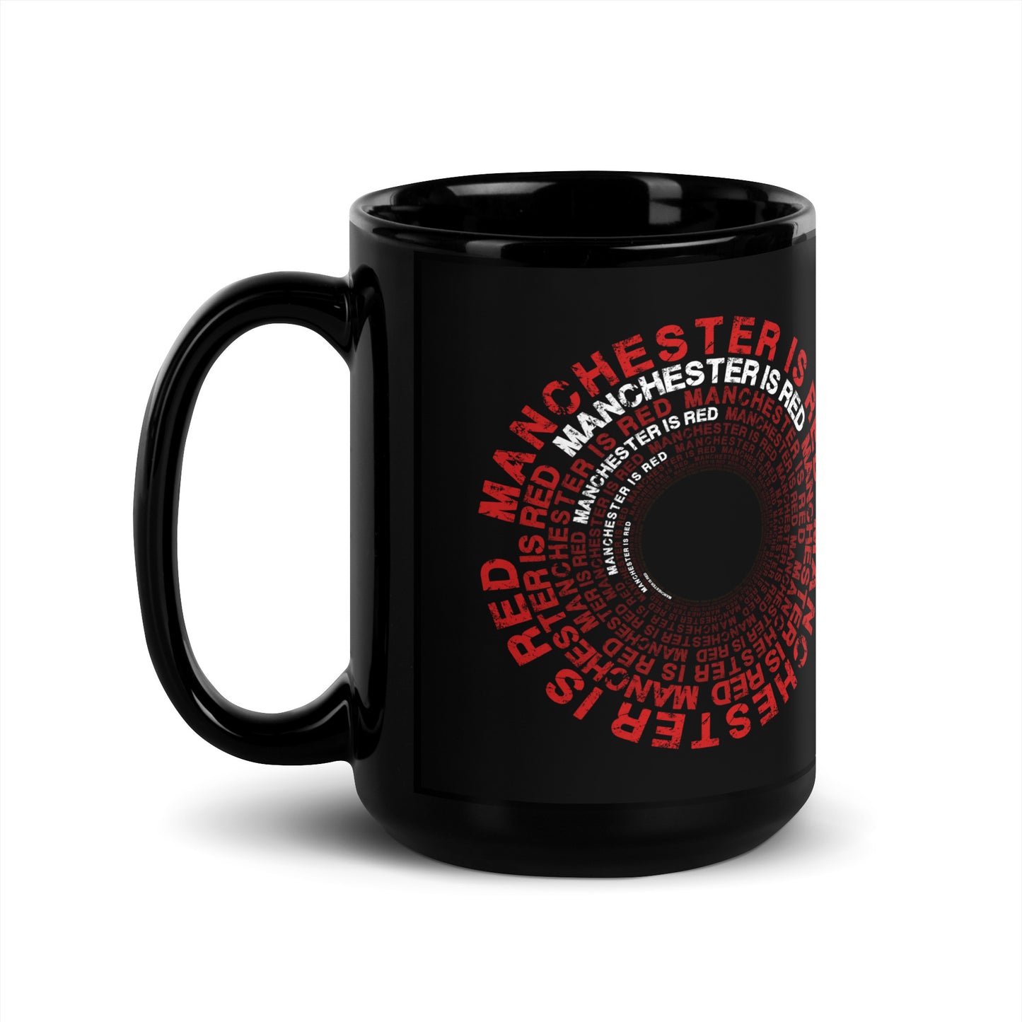 Manchester Is Red Mug United Football Cup Funny Utd Slogan Glossy Black Mug