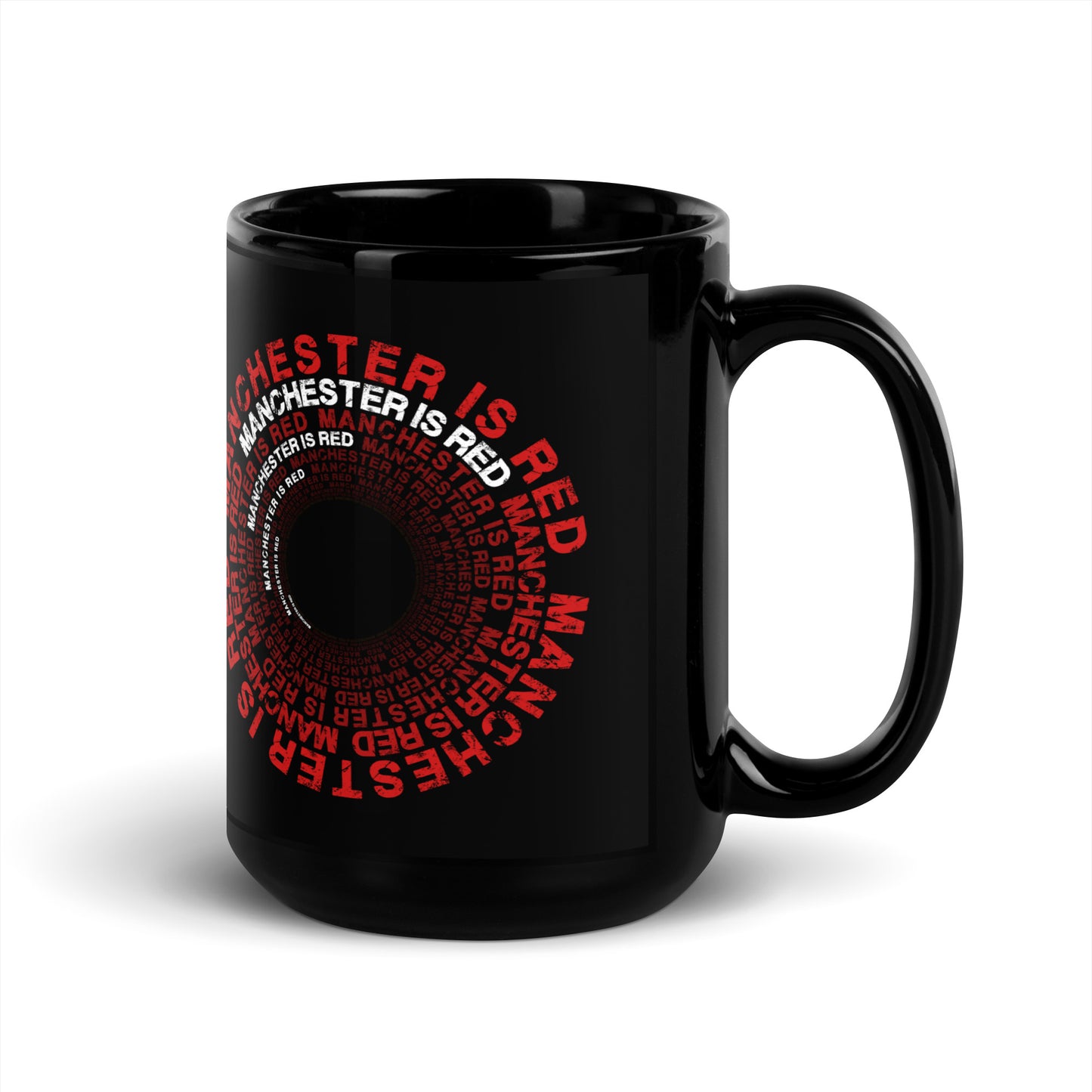 Manchester Is Red Mug United Football Cup Funny Utd Slogan Glossy Black Mug