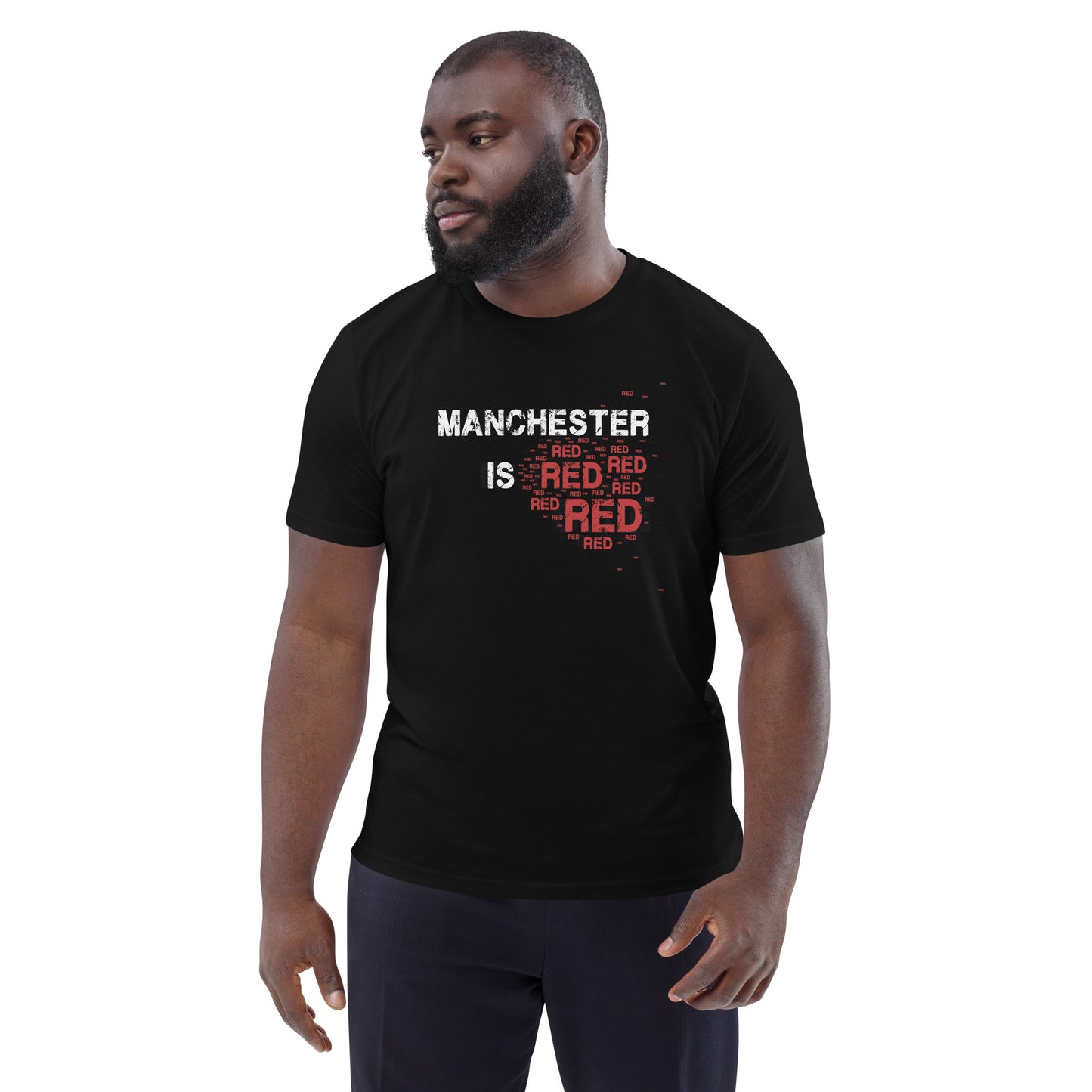 Manchester Is Red T-Shirt Manchester United Football Shirt Funny Utd Slogan Unisex Organic Cotton TShirt