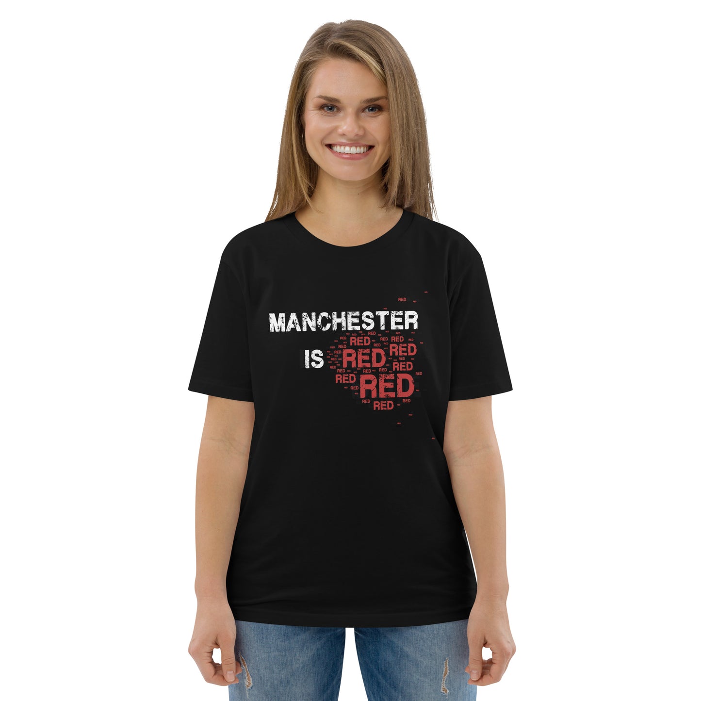 Manchester Is Red T-Shirt Manchester United Football Shirt Funny Utd Slogan Unisex Organic Cotton TShirt