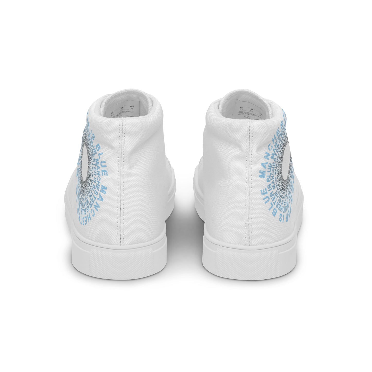 Manchester Is Blue Hi Top Trainers Man City Football Men's White Hi Top Trainers Funny City Slogan Trainers