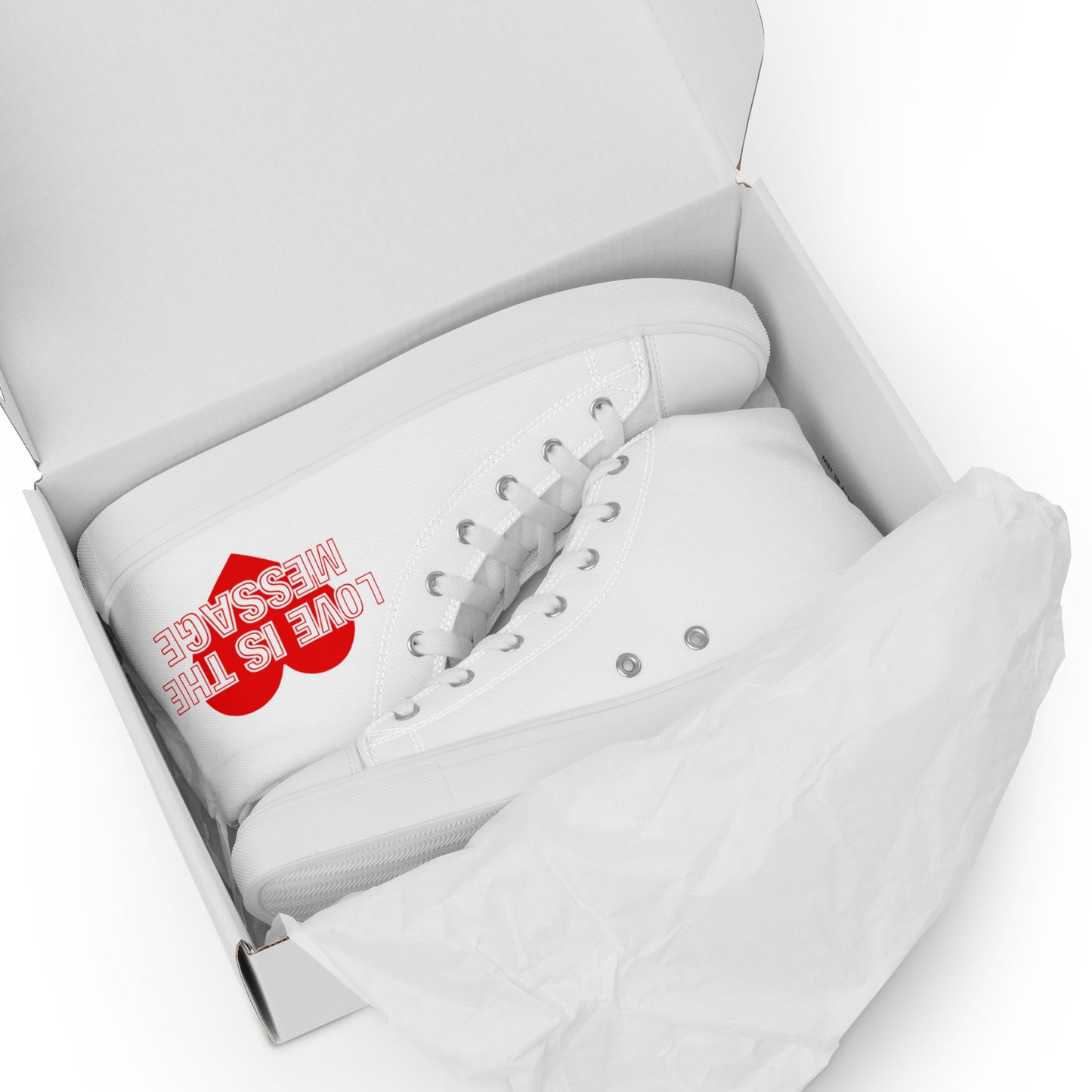 Love Is The Message High Top Trainers Just Love Men’s Hi Top Canvas Shoes