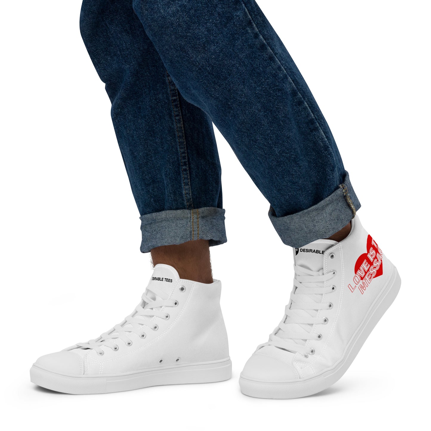 Love Is The Message High Top Trainers Just Love Men’s Hi Top Canvas Shoes