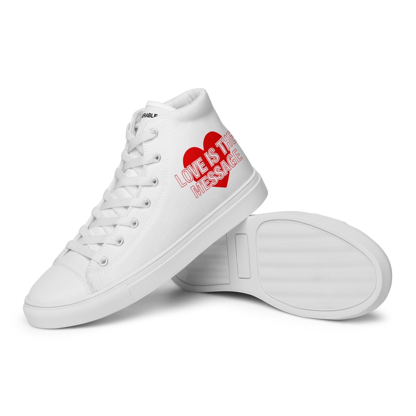 Love Is The Message High Top Trainers Just Love Men’s Hi Top Canvas Shoes