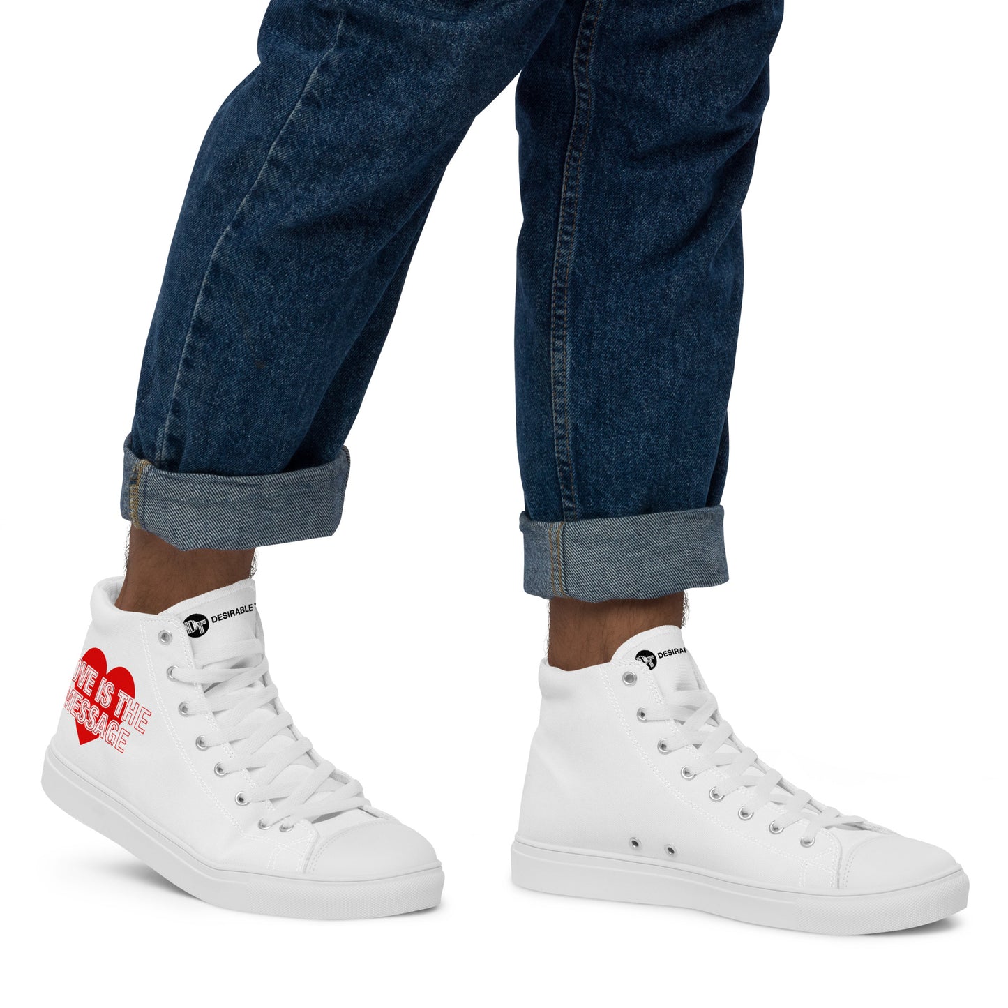 Love Is The Message High Top Trainers Just Love Men’s Hi Top Canvas Shoes