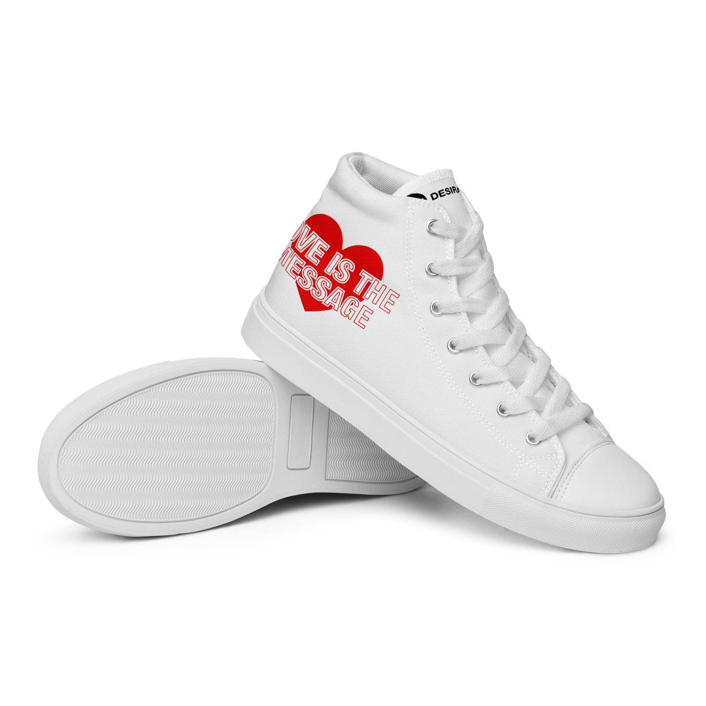 Love Is The Message High Top Trainers Just Love Men’s Hi Top Canvas Shoes