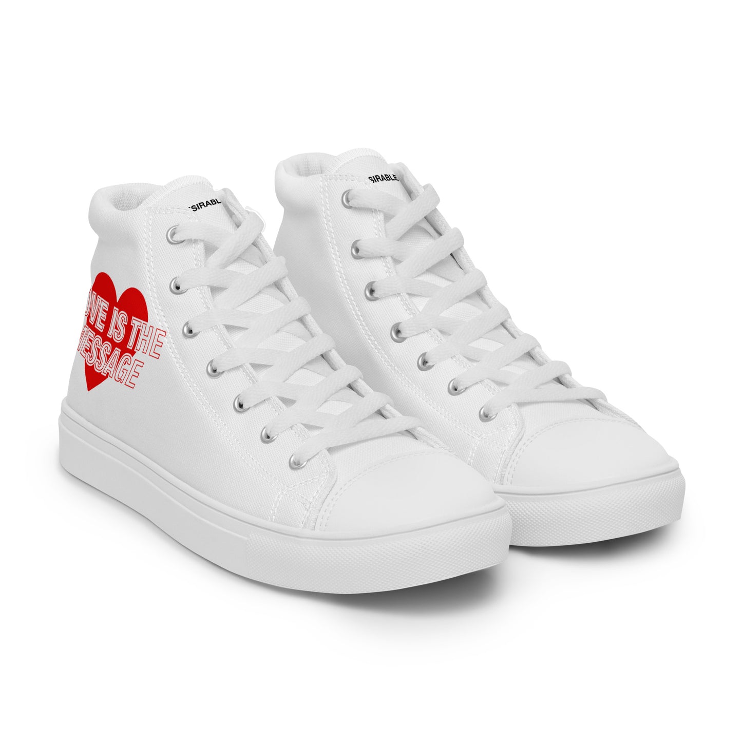 Love Is The Message High Top Trainers Just Love Men’s Hi Top Canvas Shoes