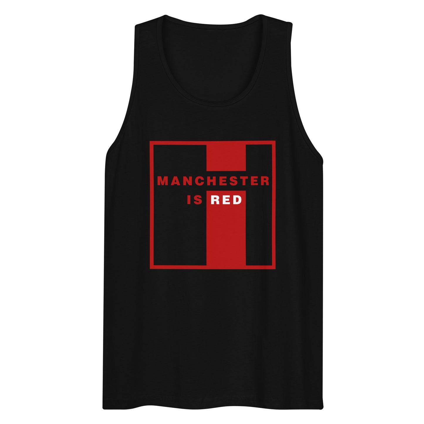 Manchester Is Red Tank Top Funny Manchester United Football Supporter Mens Premium Tank Top