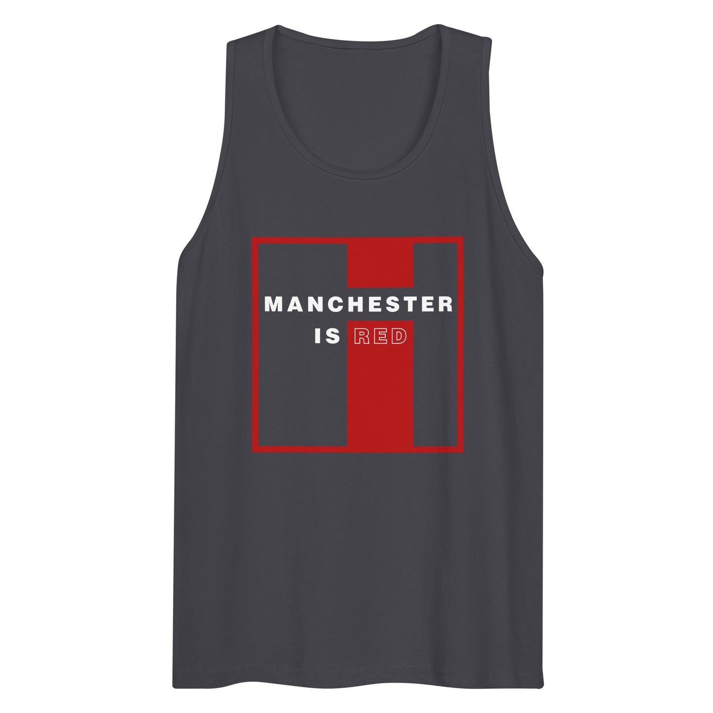 Manchester Is Red Tank Top Funny Manchester United Football Supporter Mens Premium Tank Top