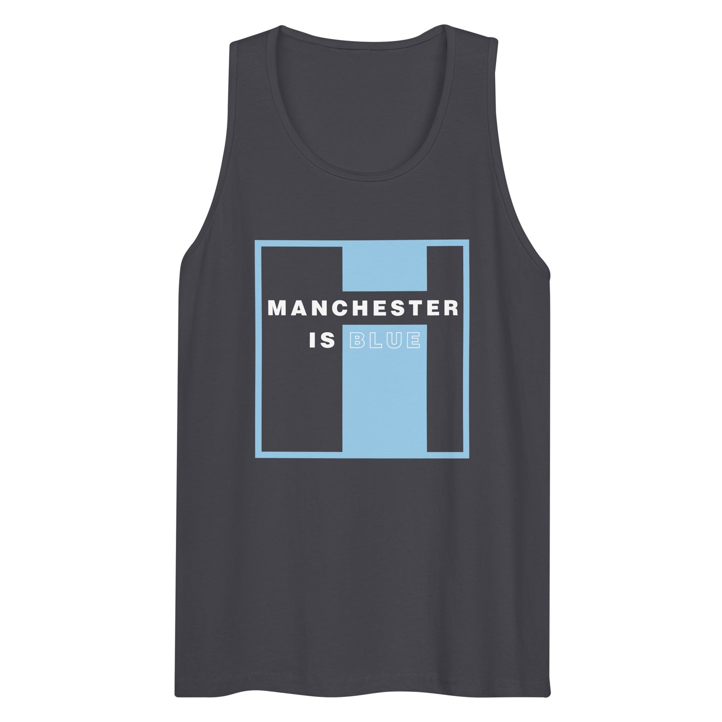 Manchester Is Blue Tank Top Funny Manchester City Football Supporter Mens Premium Tank Top