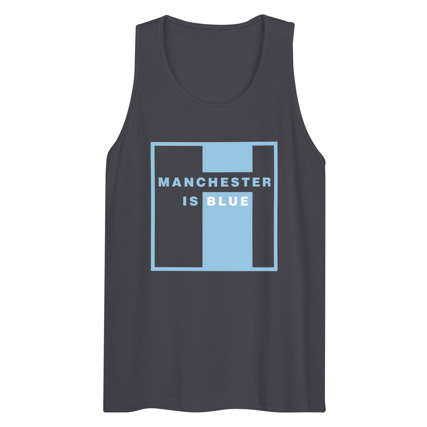 Manchester Is Blue Tank Top Funny Manchester City Football Supporter Mens Premium Tank Top