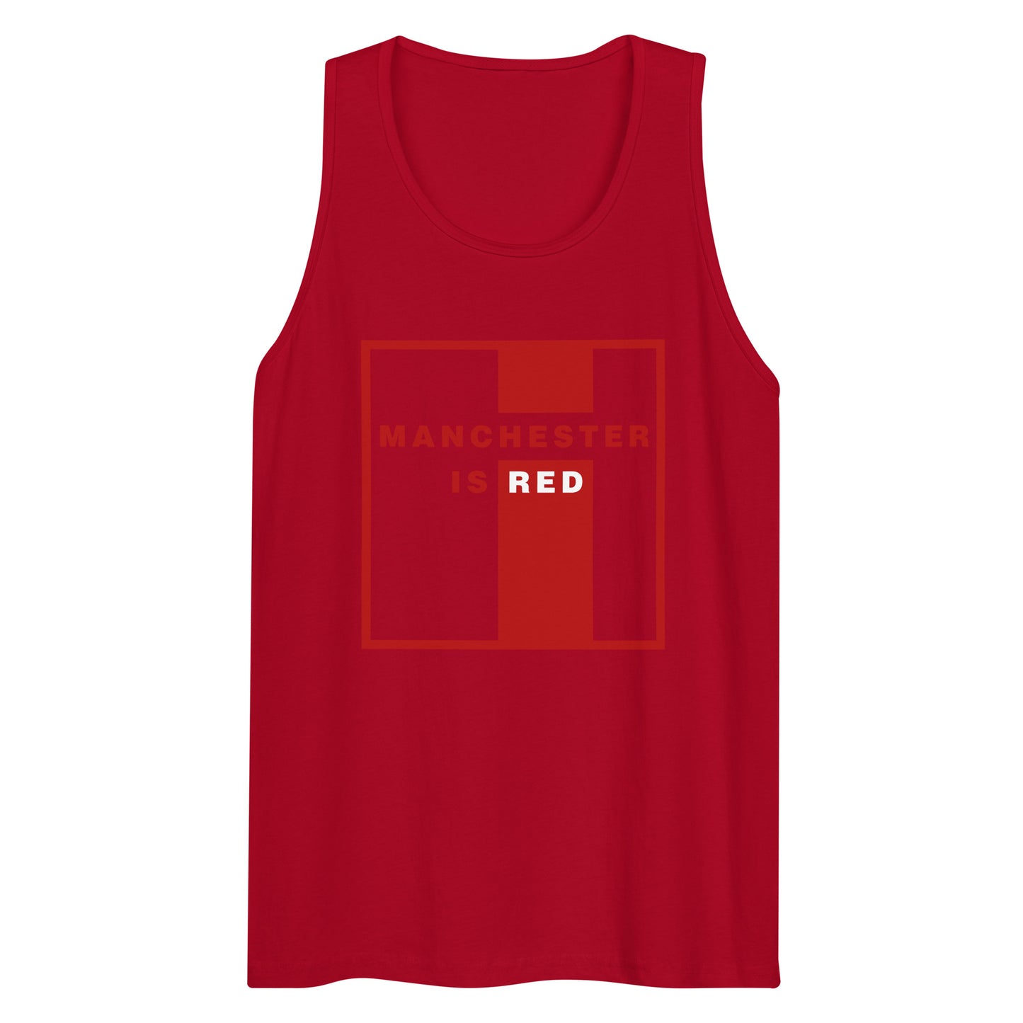 Manchester Is Red Tank Top Funny Manchester United Football Supporter Mens Premium Tank Top