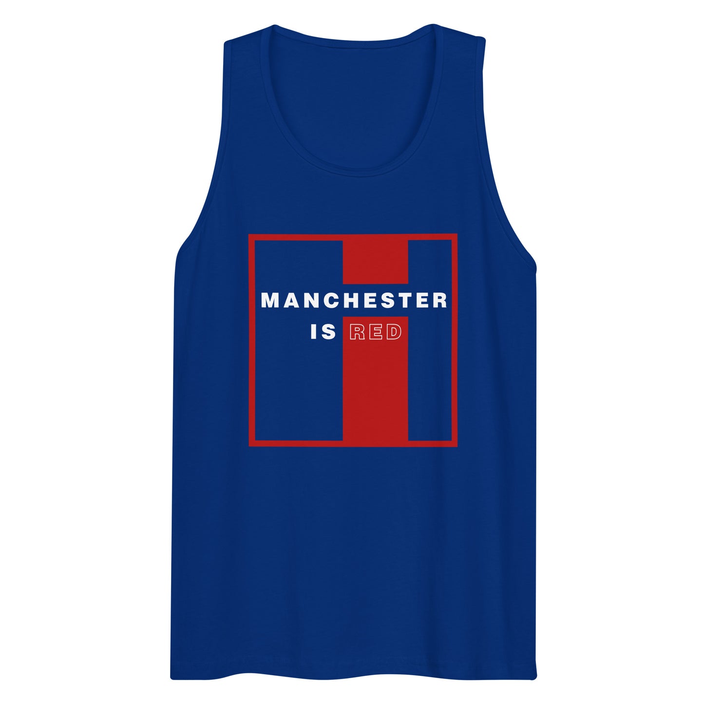 Manchester Is Red Tank Top Funny Manchester United Football Supporter Mens Premium Tank Top