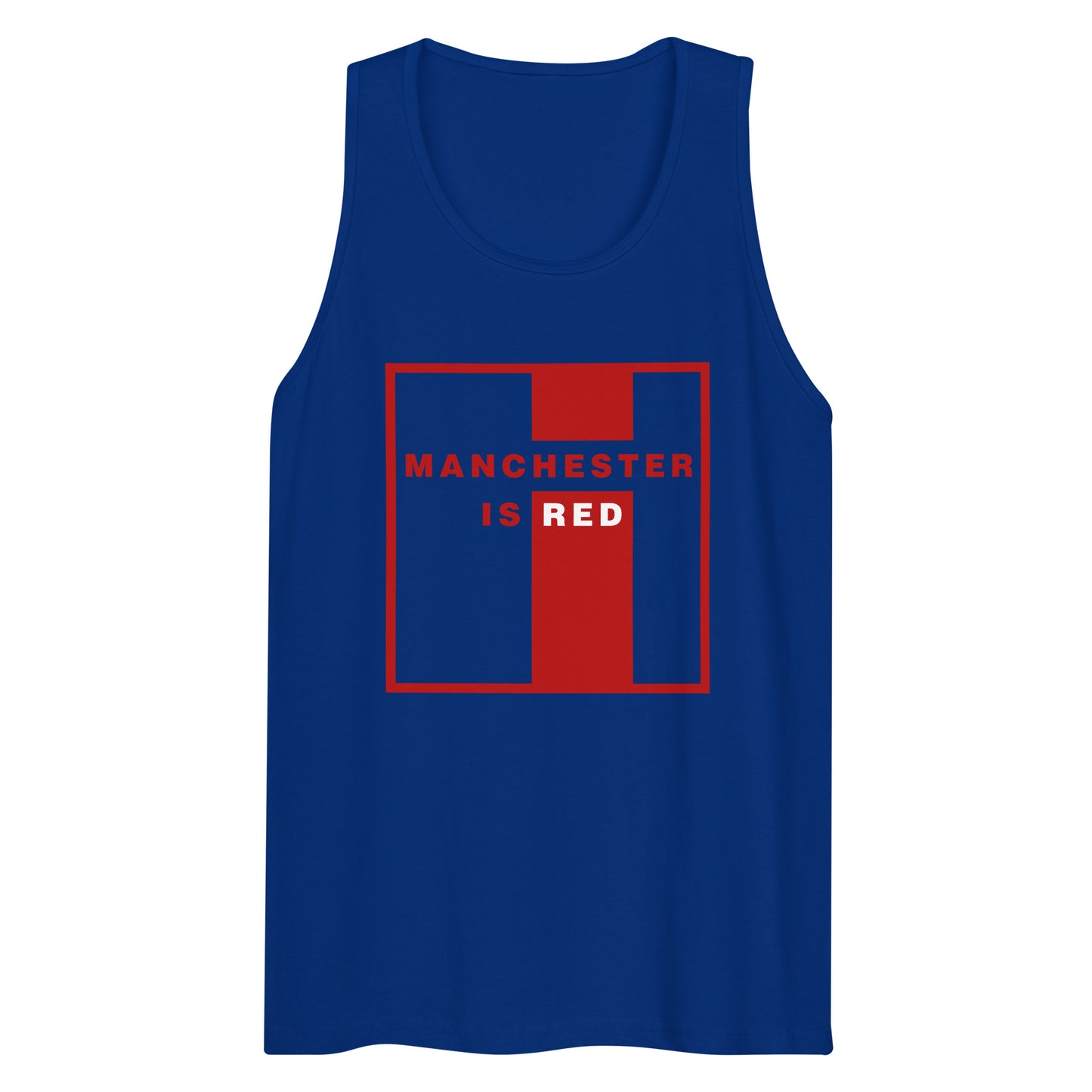 Manchester Is Red Tank Top Funny Manchester United Football Supporter Mens Premium Tank Top