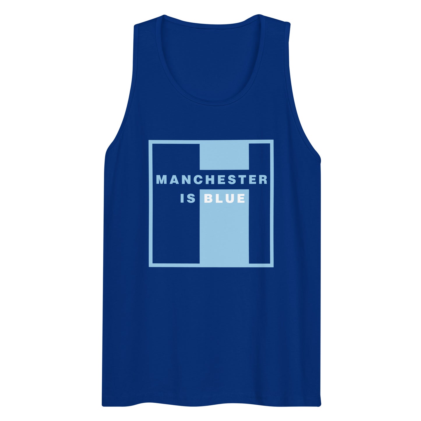 Manchester Is Blue Tank Top Funny Manchester City Football Supporter Mens Premium Tank Top