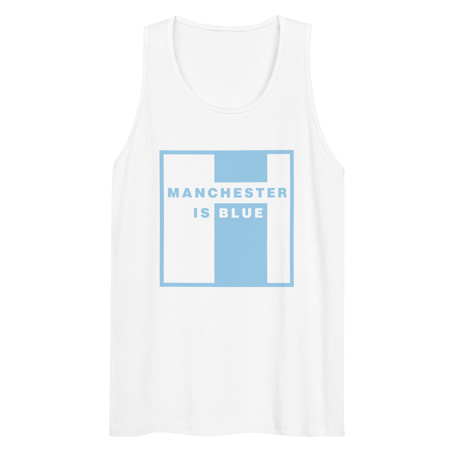 Manchester Is Blue Tank Top Funny Manchester City Football Supporter Mens Premium Tank Top