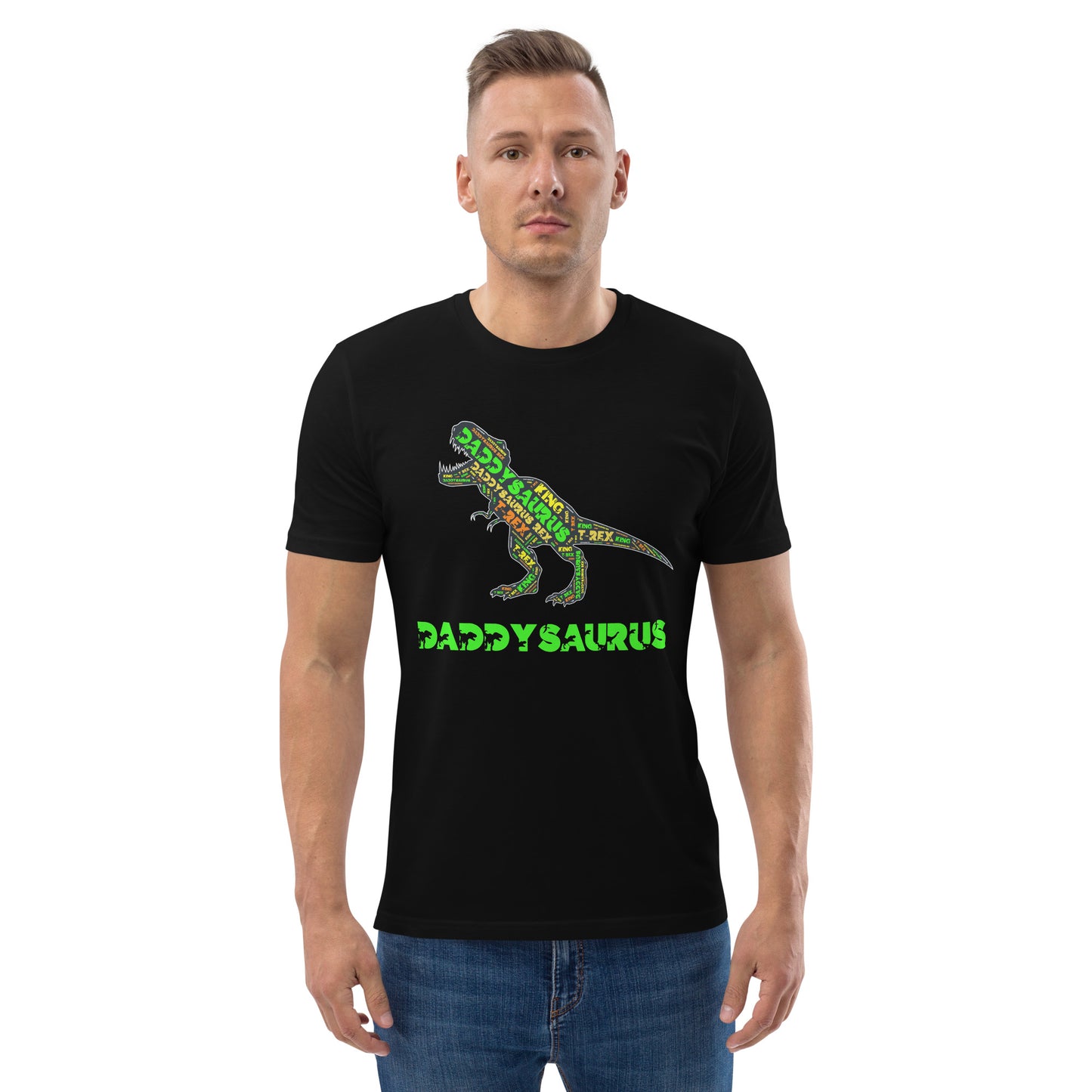 T Rex Dinosaur TShirt Daddysaurus T Shirt Funny Mens Organic Cotton T-Shirt