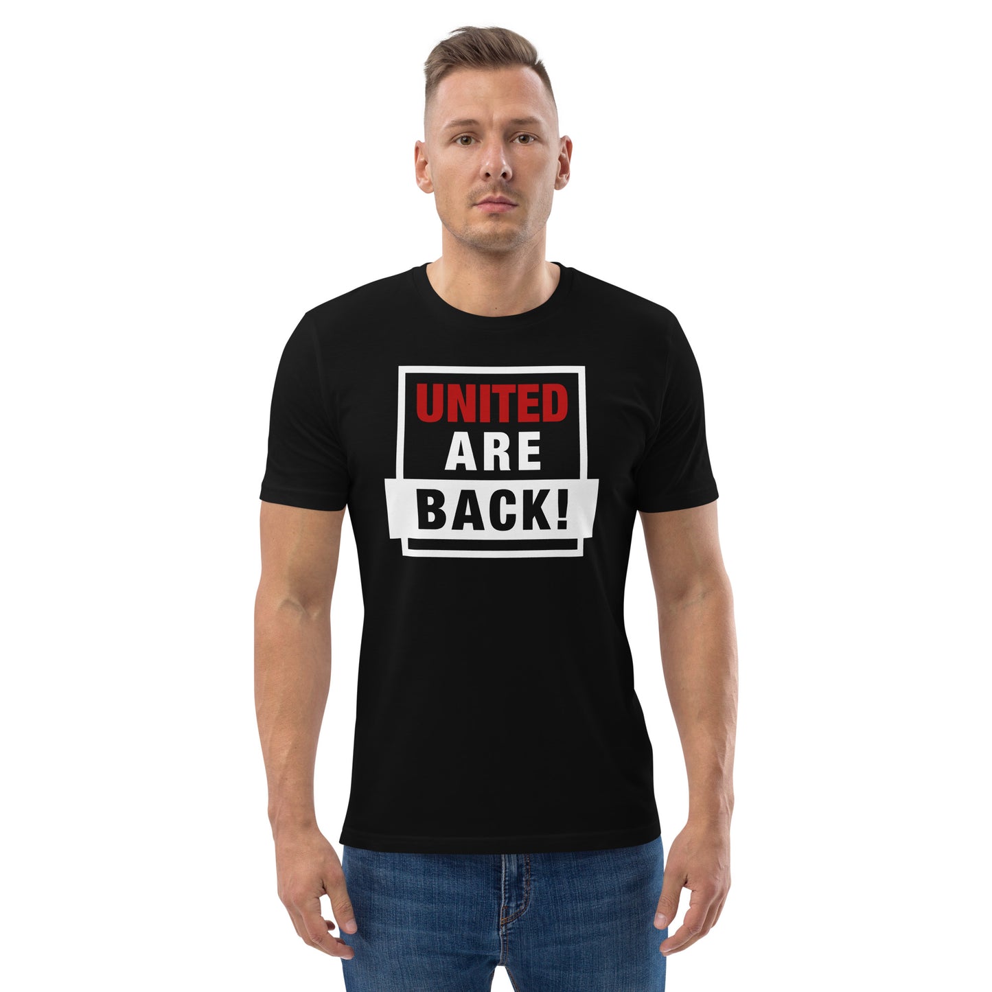 United Are Back TShirt Funny Manchester United Football Supporter Organic Cotton T-Shirt