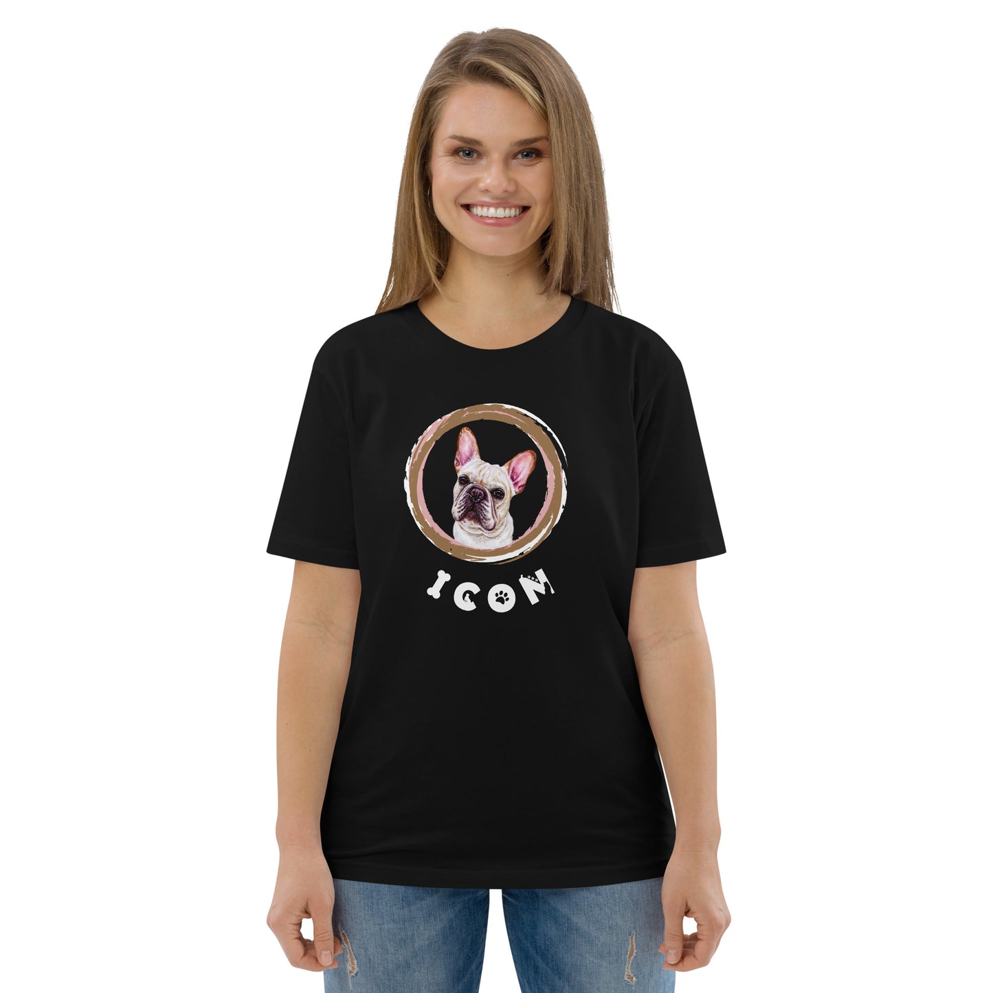 Frenchie Dog TShirt Funny Dog Icon Shirt Unisex Organic Cotton T-Shirt