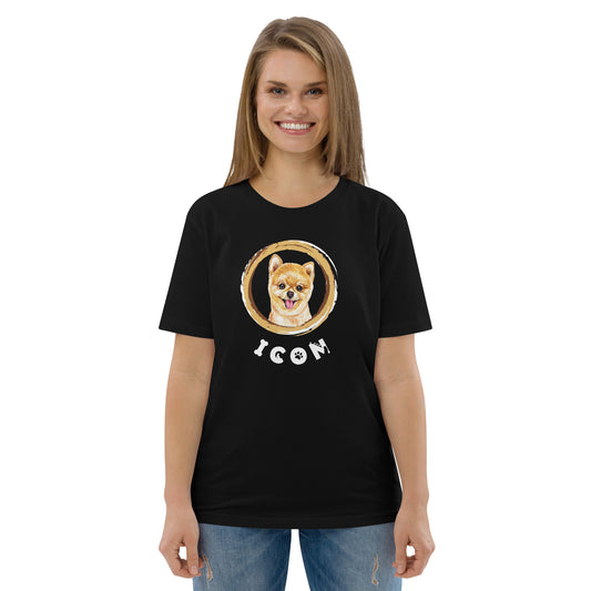 Pomeranian Dog TShirt Funny Dog Icon Shirt Unisex Organic Cotton T-Shirt