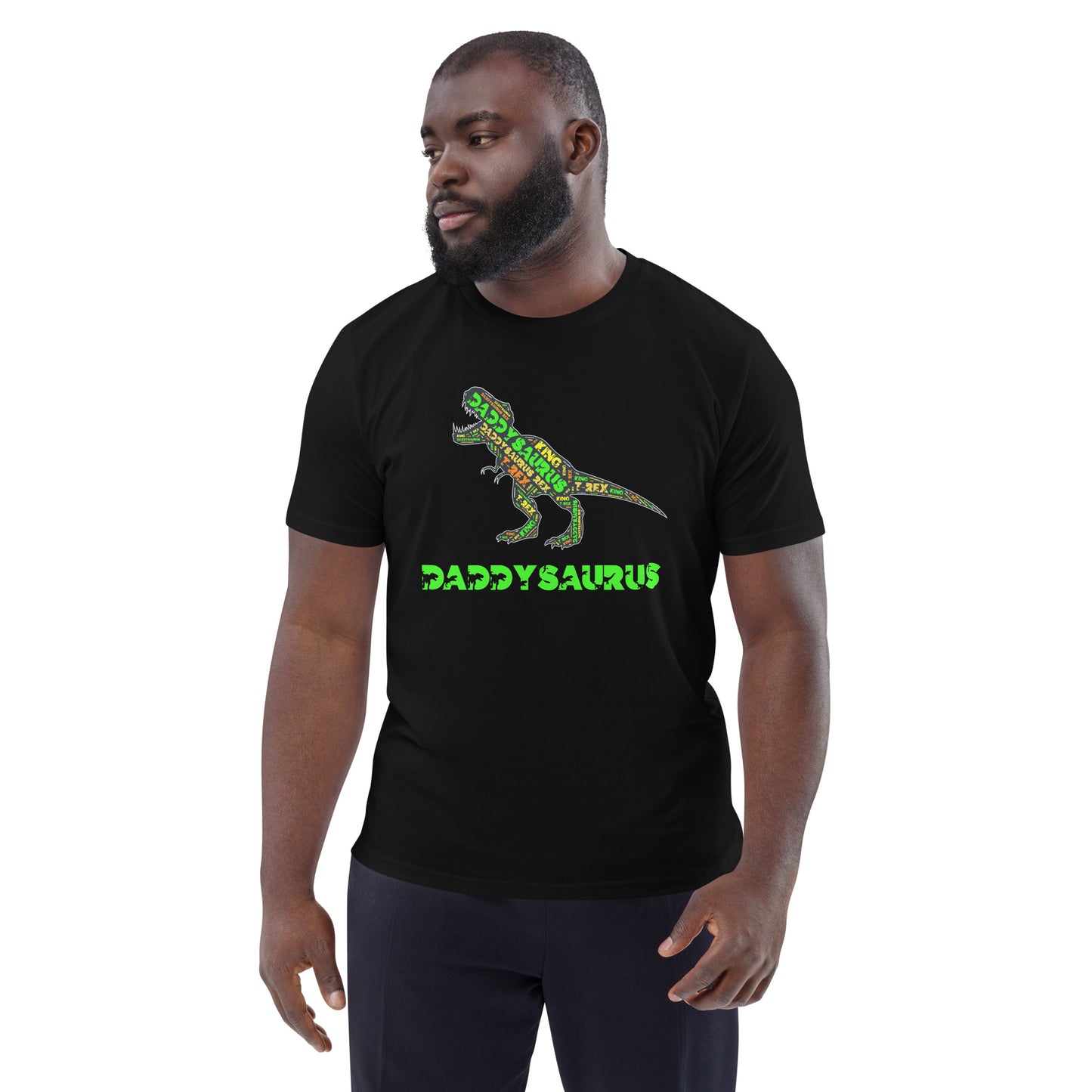 T Rex Dinosaur TShirt Daddysaurus T Shirt Funny Mens Organic Cotton T-Shirt