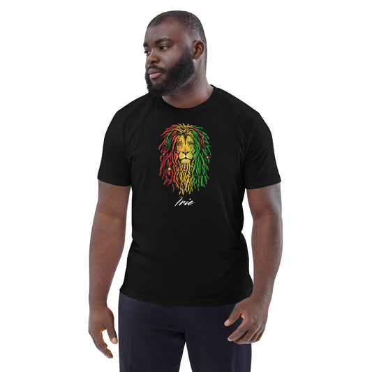 Rastafarian Red Gold & Green Lion TShirt Irie Unisex Organic Cotton T Shirt