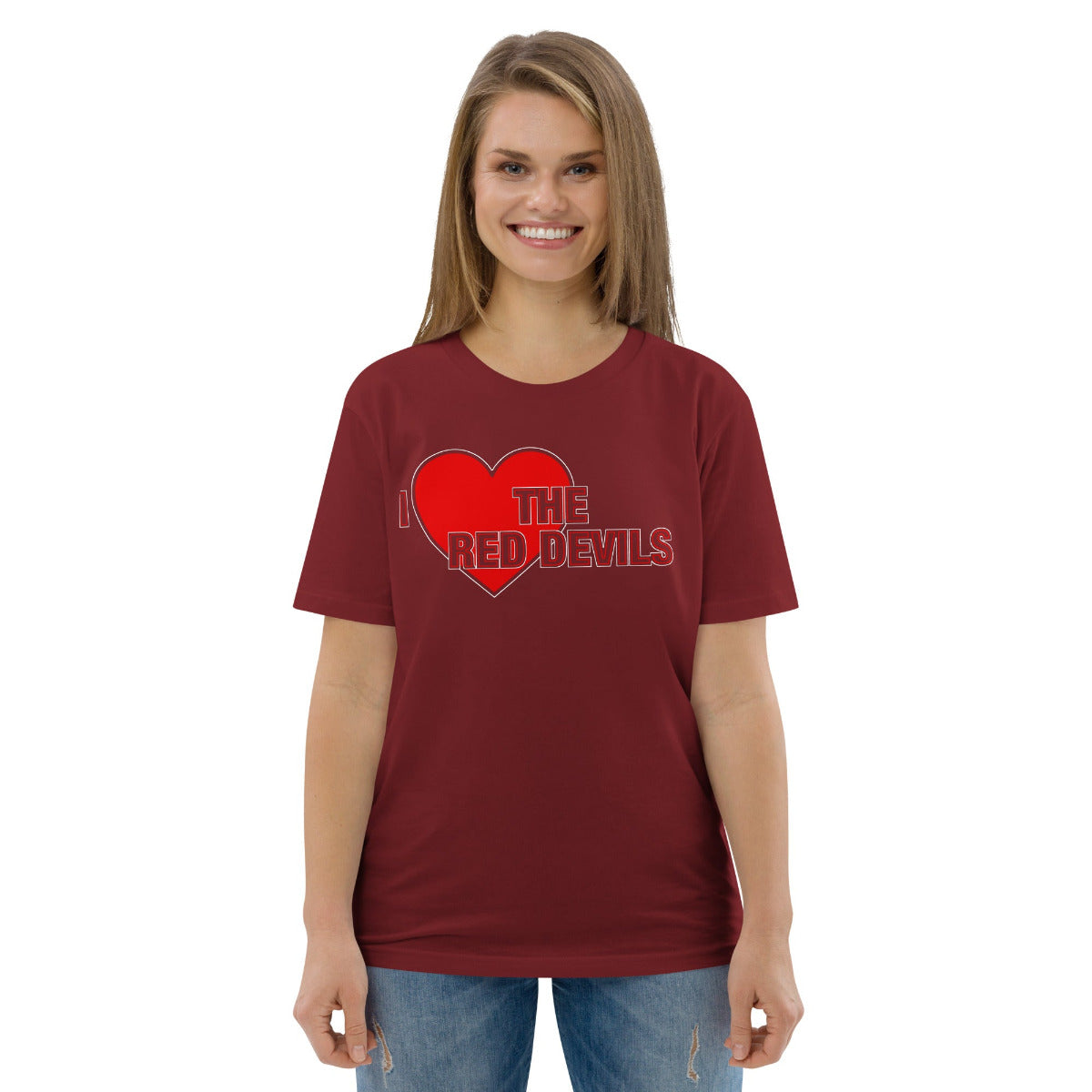 Manchester United Shirt I Love The Red Devils TShirt Unisex Organic Cotton Man United T-Shirt