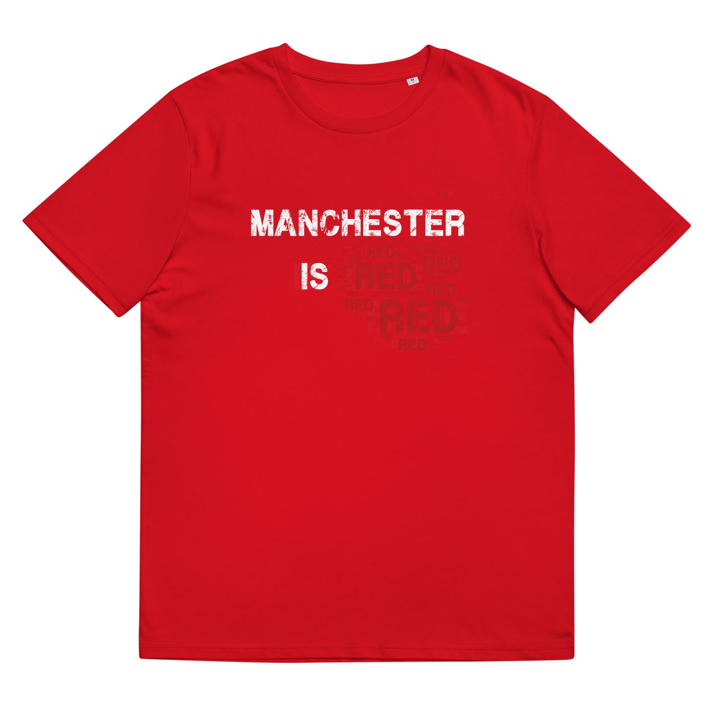 Manchester Is Red T-Shirt Manchester United Football Shirt Funny Utd Slogan Unisex Organic Cotton TShirt