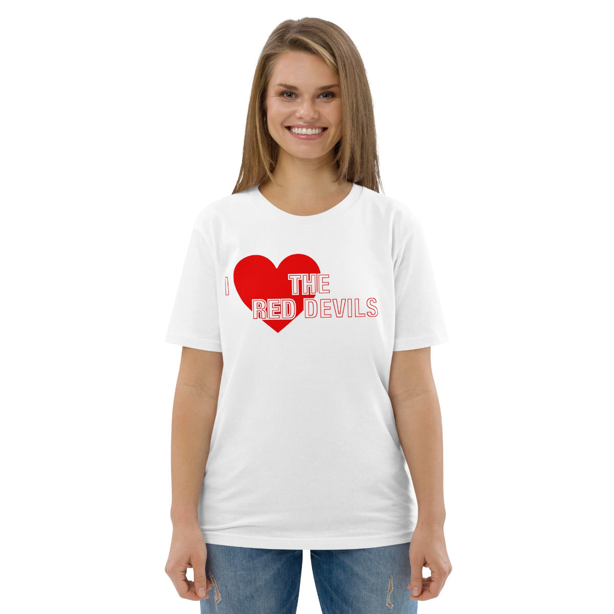 Manchester United Shirt I Love The Red Devils TShirt Unisex Organic Cotton Man United T-Shirt