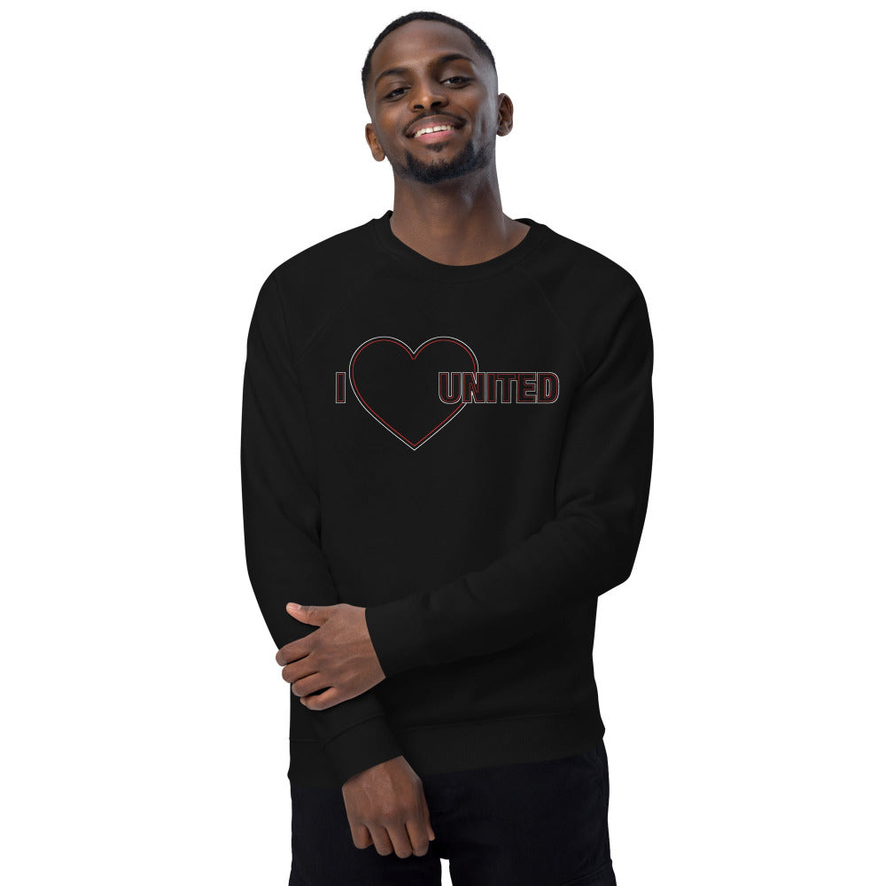 Manchester United Sweatshirt I Love United Sweatshirt I Love Man United Football Supporter Unisex Organic Cotton Sweatshirt